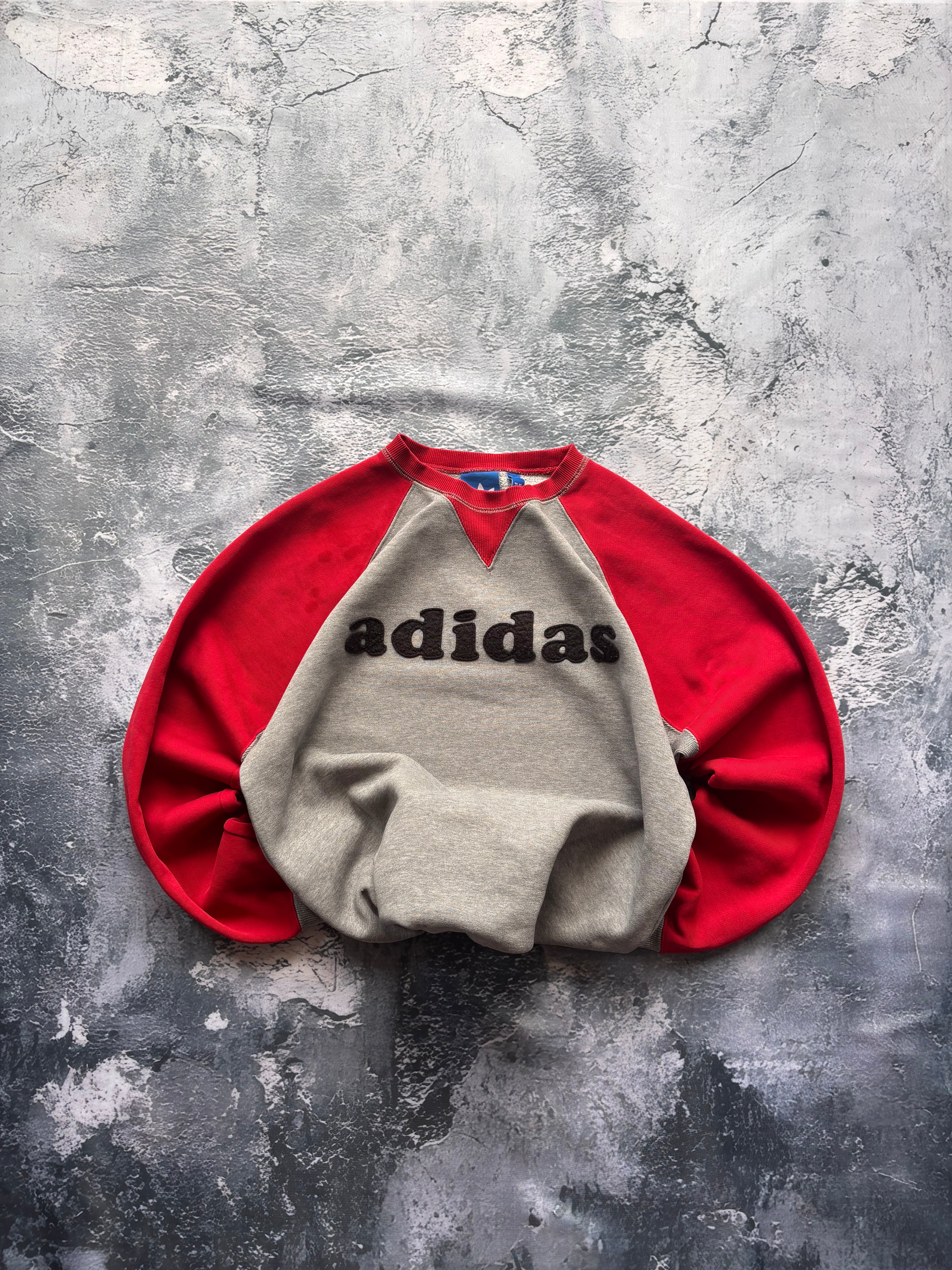 Bluza hoodie crewneck ADIDAS szaro czerwony