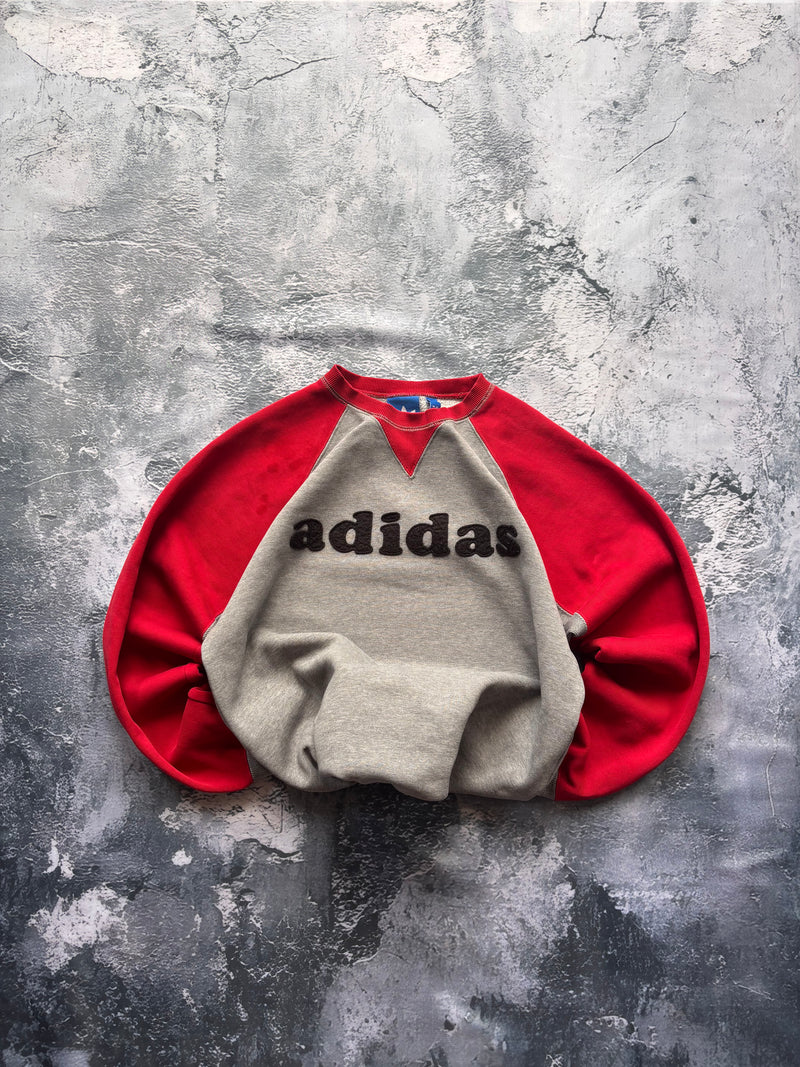 Bluza hoodie crewneck ADIDAS szaro czerwony