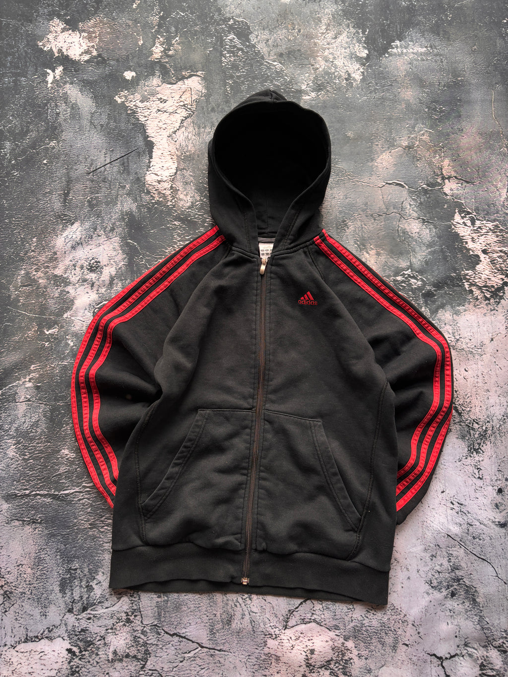 BLUZA HOODIE ADIDAS CZARNA OVOERSIZE W PASKI KLASYK