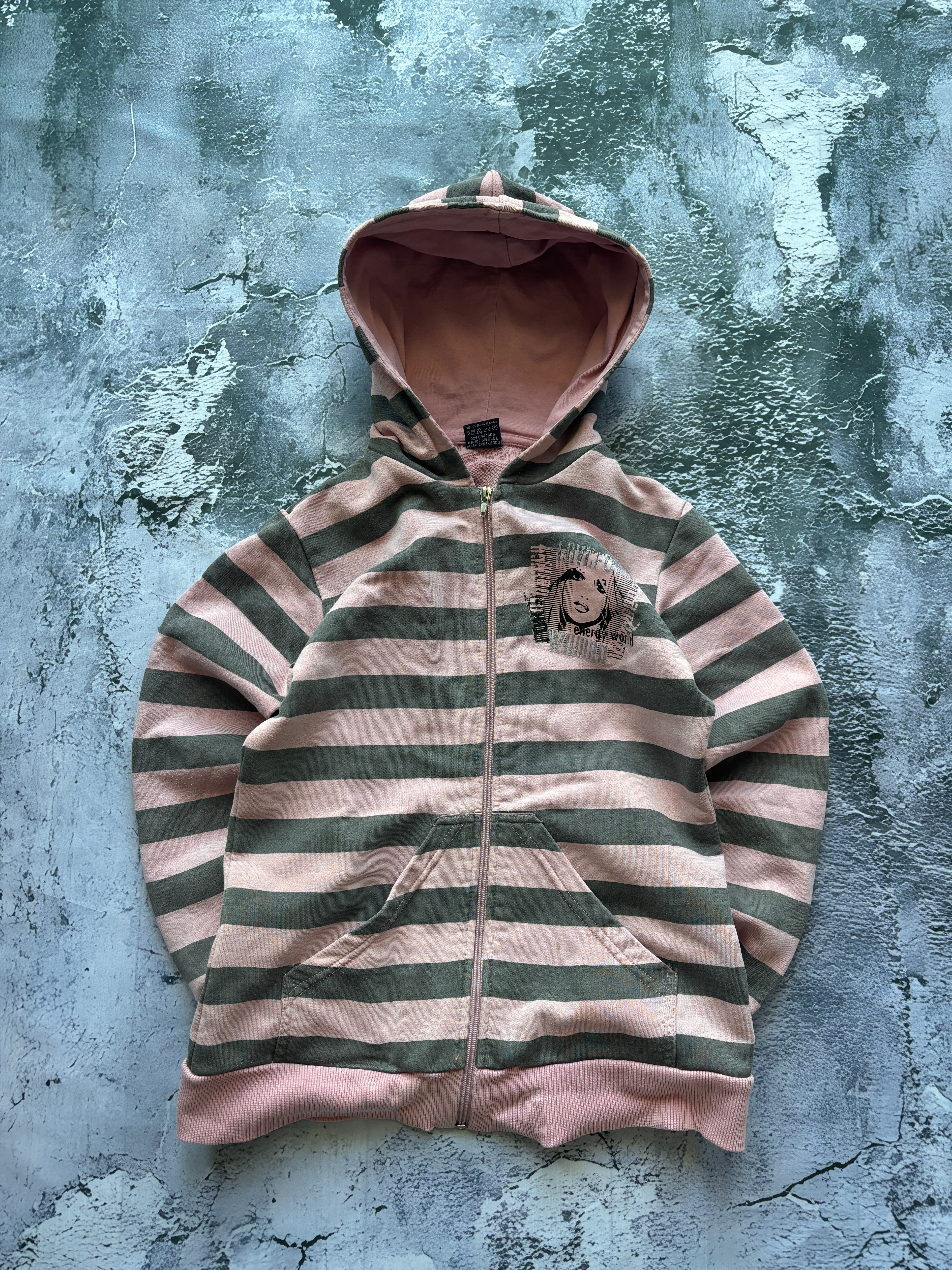 BLUZA ZIP STRIPES PROSTY KRÓJ SEXY Y2K VINTAGE UNIKAT
