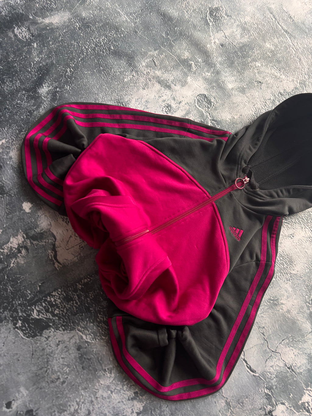 bluza zip hoodie Adidas fioletowo czarna