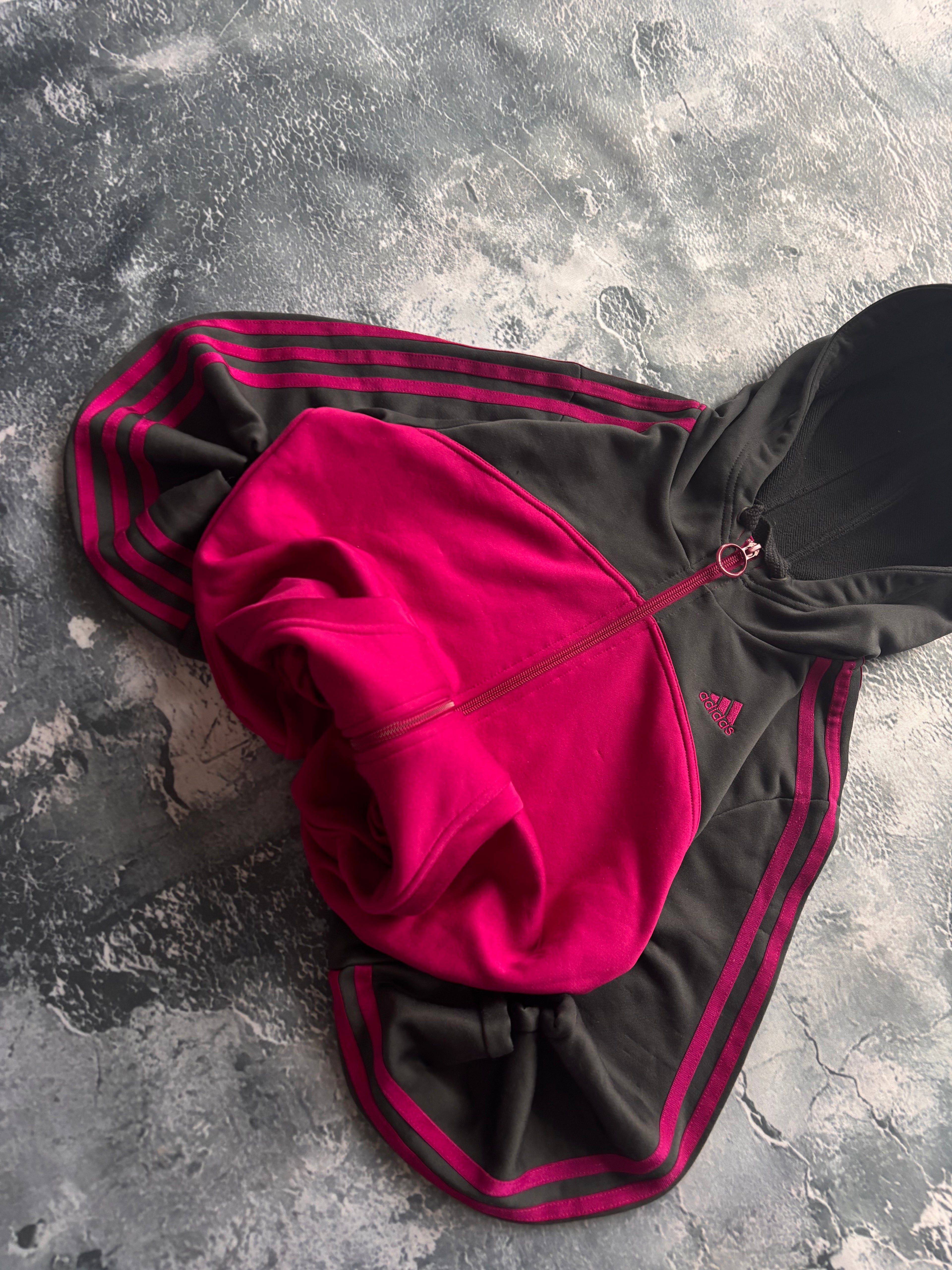 bluza zip hoodie Adidas fioletowo czarna