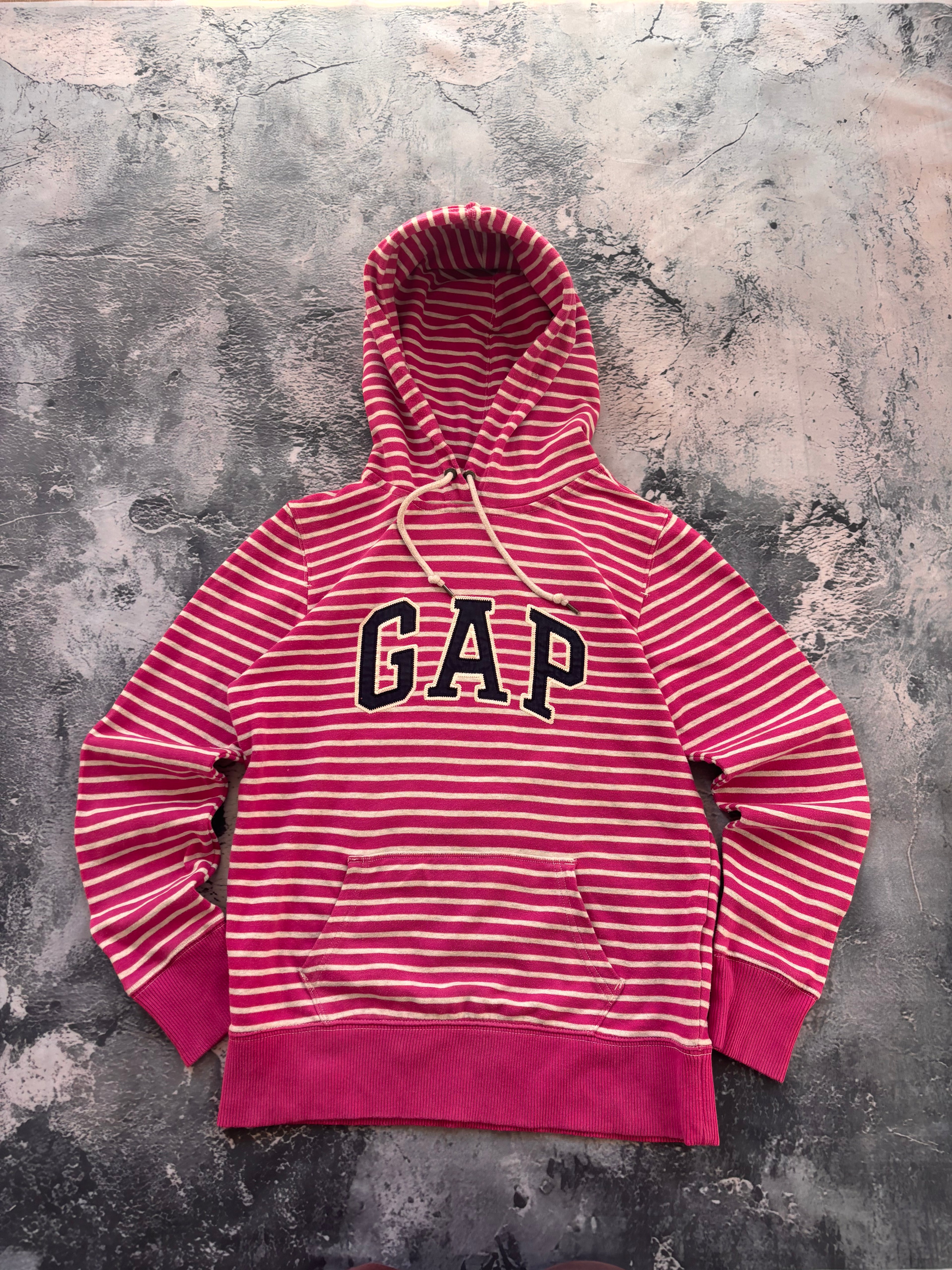 Bluza hoodie GAP paski różowa oversize vintage oldschool retro 90s streetwear
