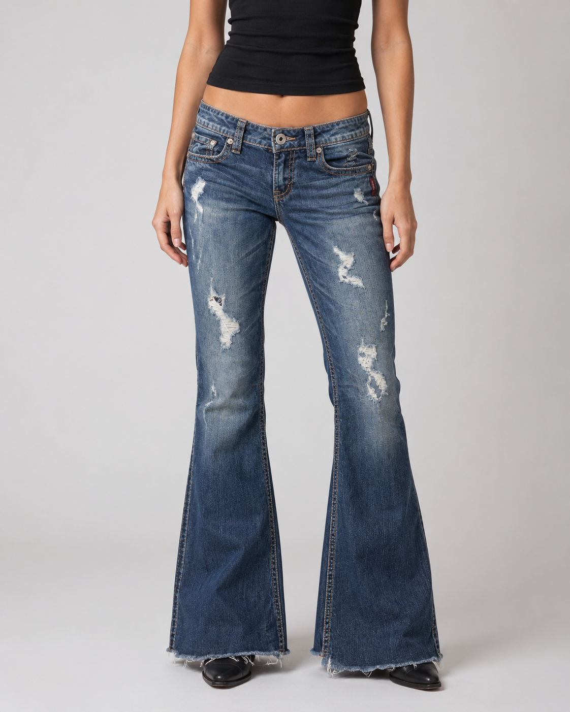 jeansy bootcout szarpane distressed vintage y2k