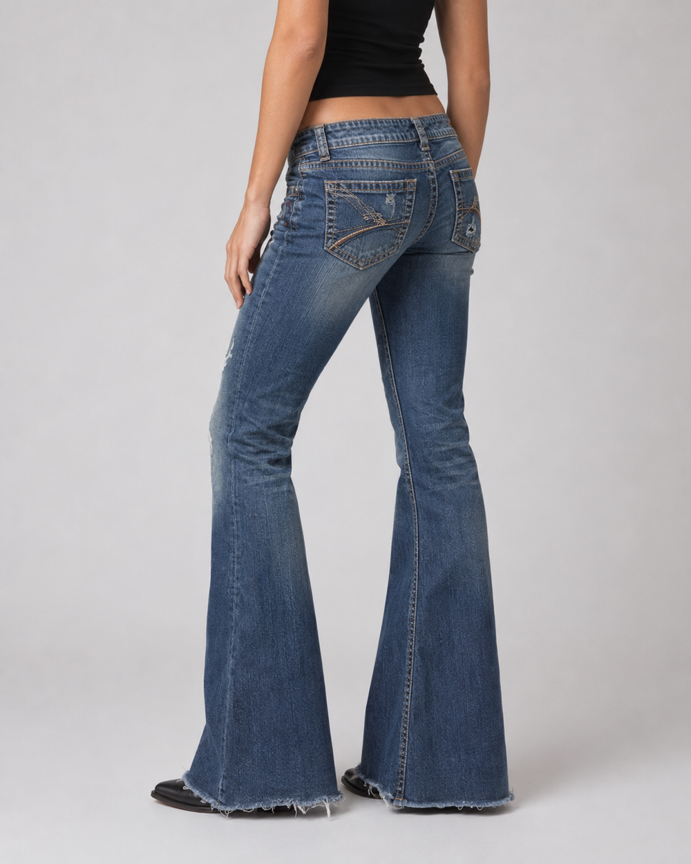jeansy bootcout szarpane distressed vintage y2k
