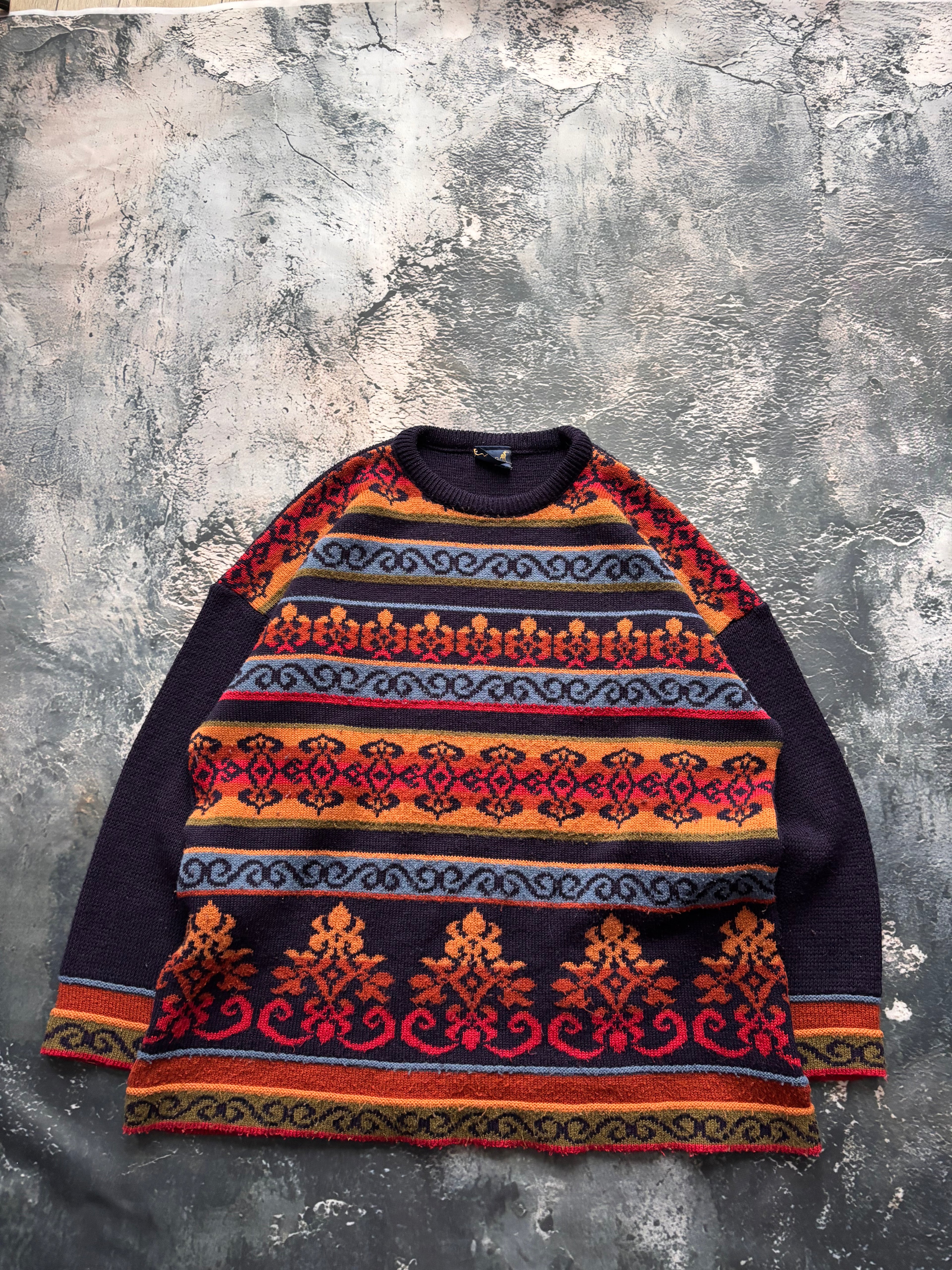 Sweter we wzory multicolor oversize