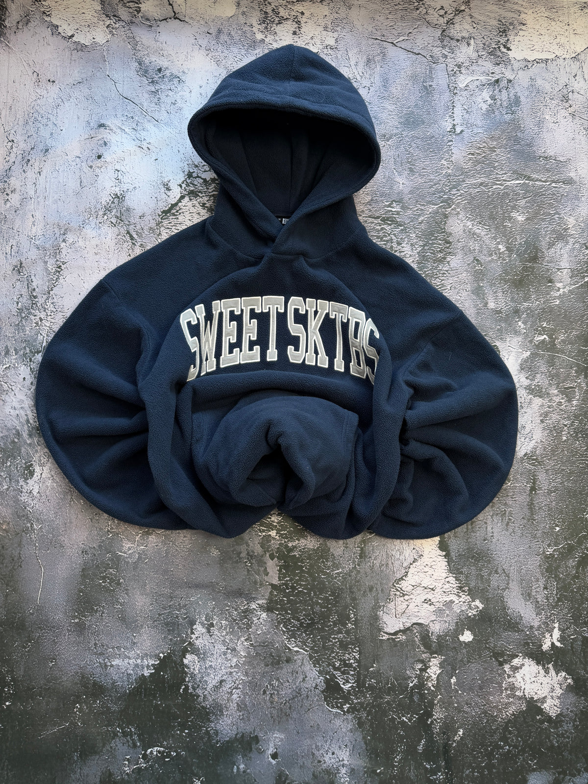 BLUZA HOODIE GRANATOWA   Z ZACISKANYM ŚCIĄGACZEM VINTAGE BASIC