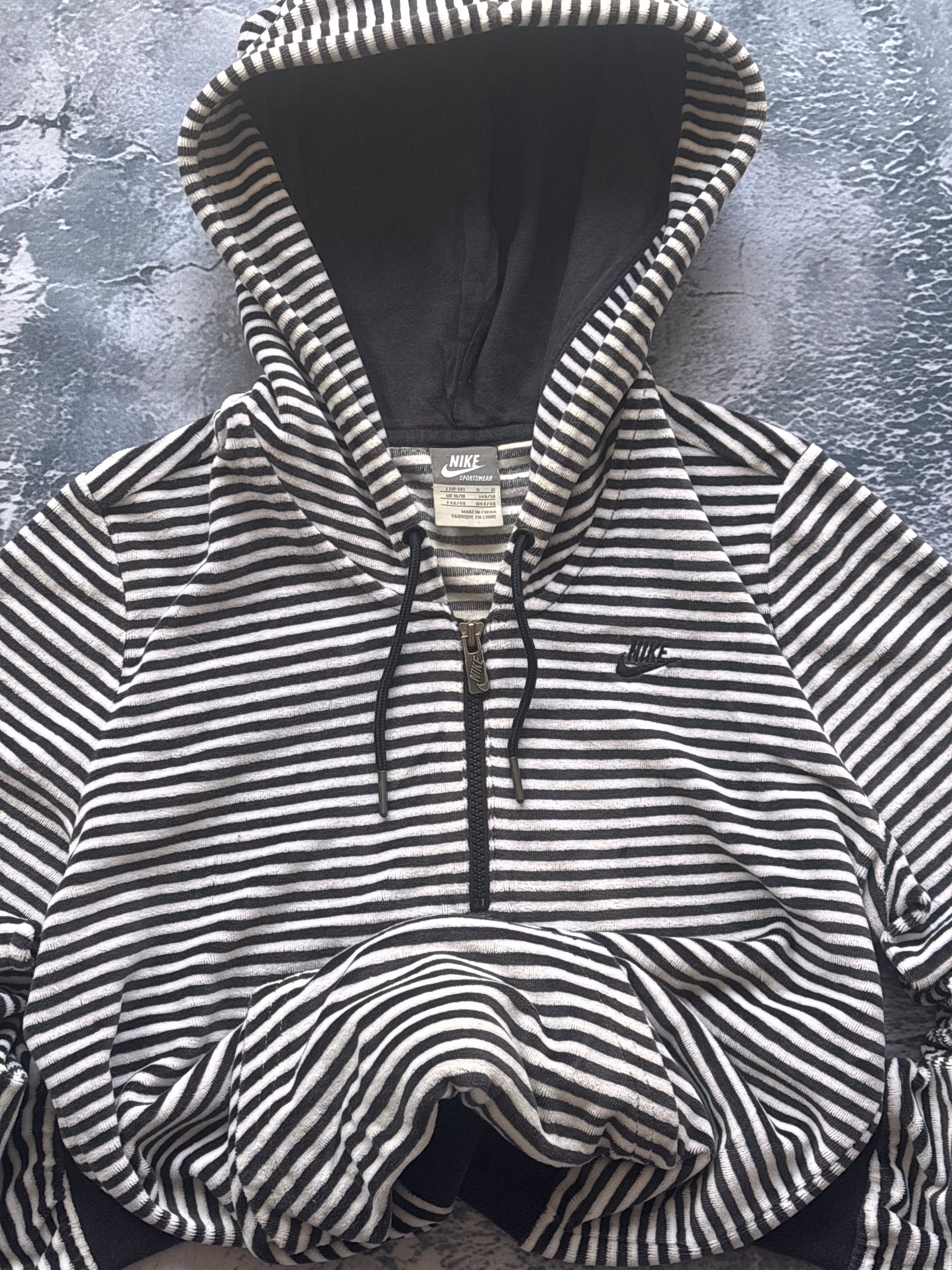 Bluza hoodie oversize w stylu vintage oldschool retro streetwear Nike welurowa paski