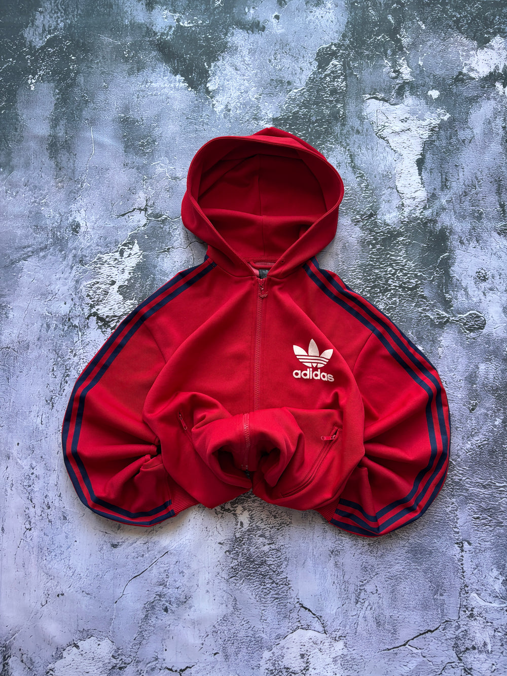 BLUZA ZIP HOODIE ADIDAS KLASYCZNA VINTAGE RED