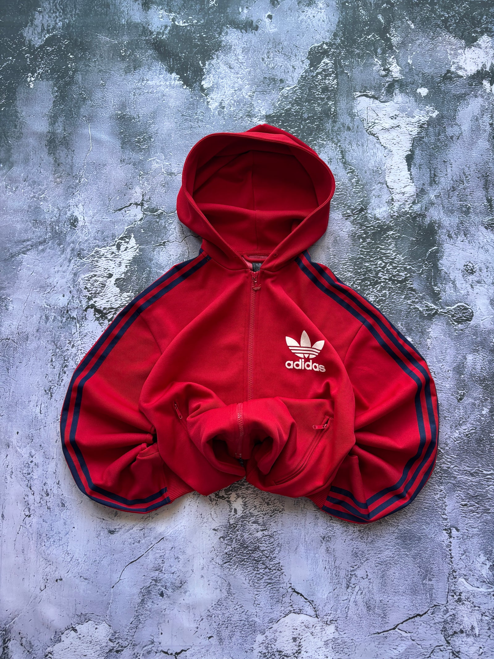 BLUZA ZIP HOODIE ADIDAS KLASYCZNA VINTAGE RED