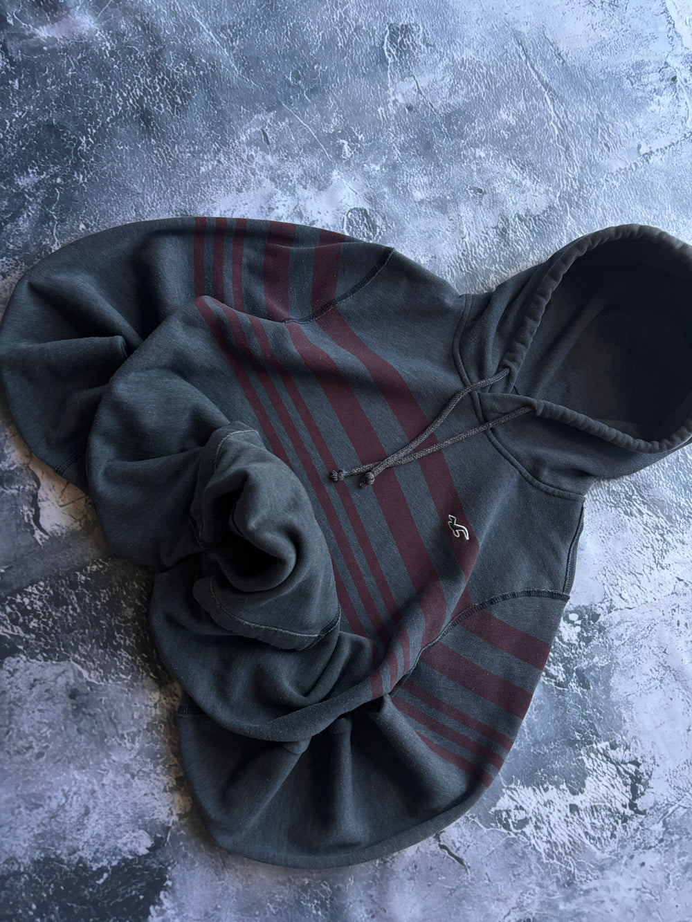 bluza hoodie szara vintage burgundowa HOLLISTER retro american usa w paski