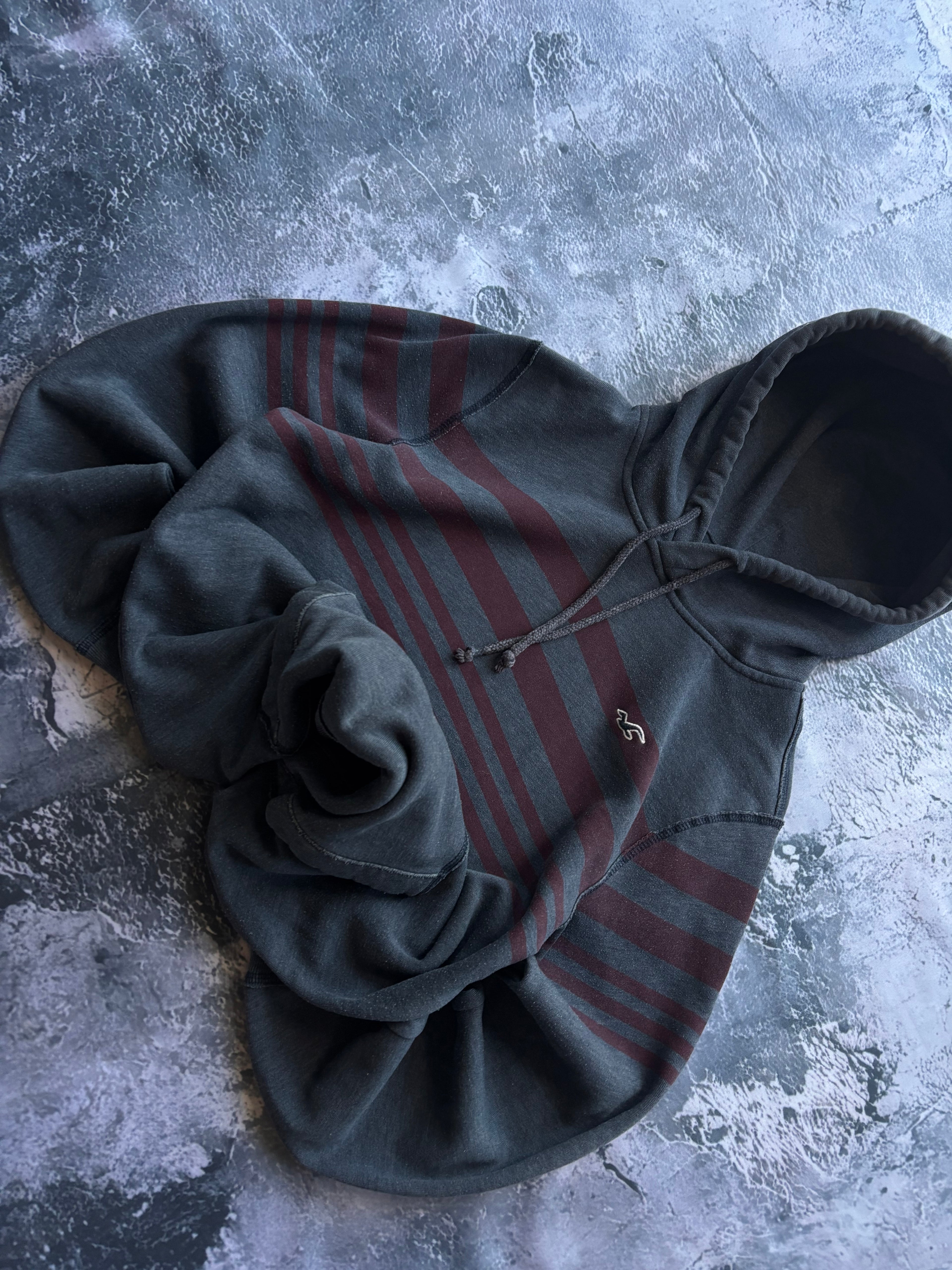 bluza hoodie szara vintage burgundowa HOLLISTER retro american usa w paski