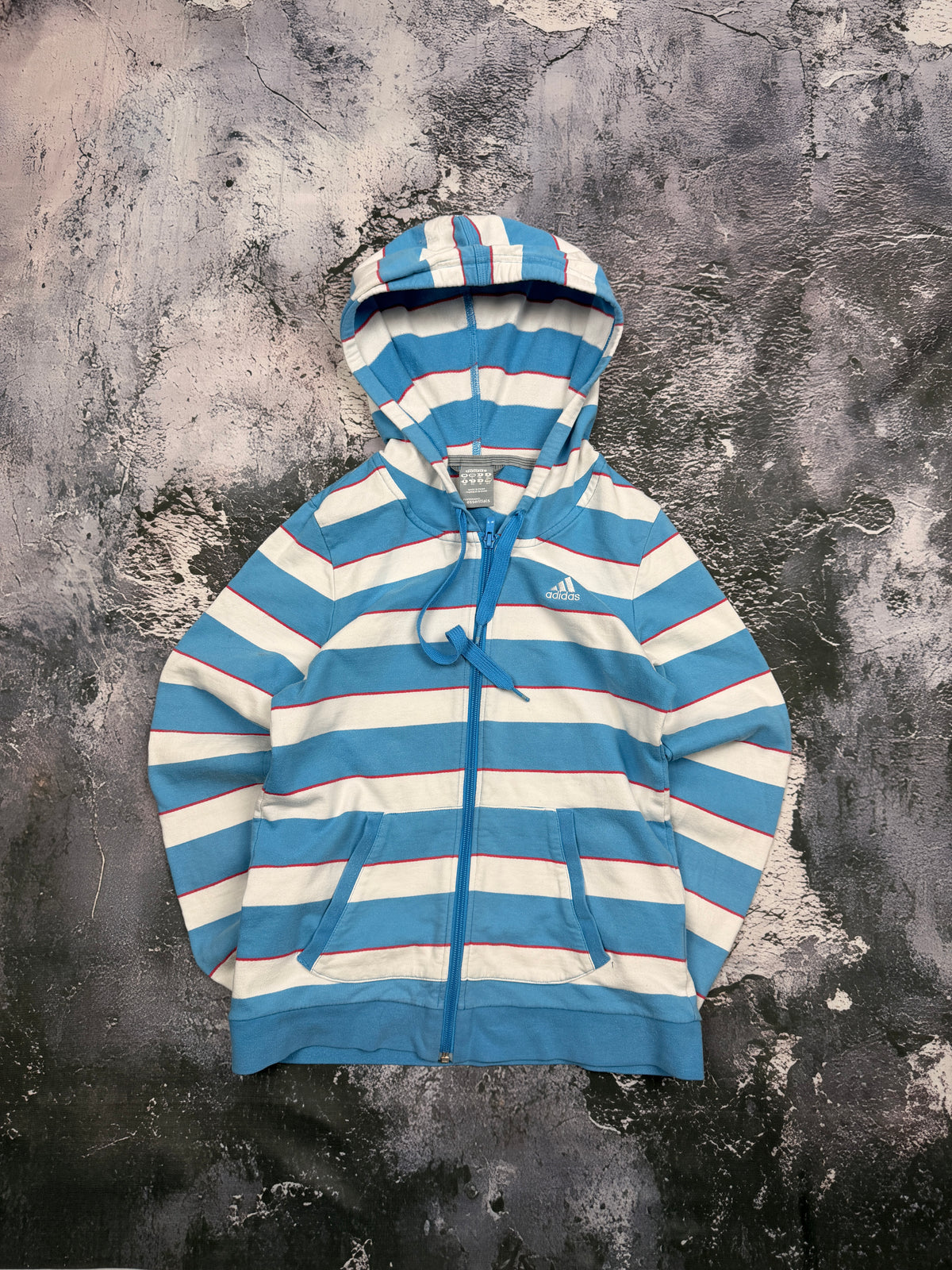 BLUZA PROSTY KRÓJ ADIDAS W PASKI TIFFANY BLUE UNIKATOWA
