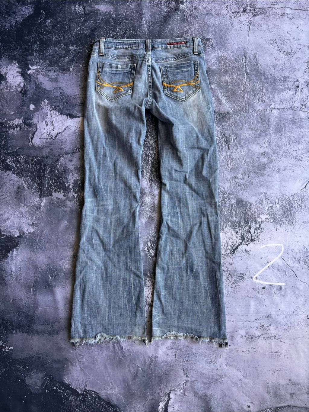 Jeans spodnie Y2K low waist bootcut vintage retro straight leg z ozdobnymi kieszeniami