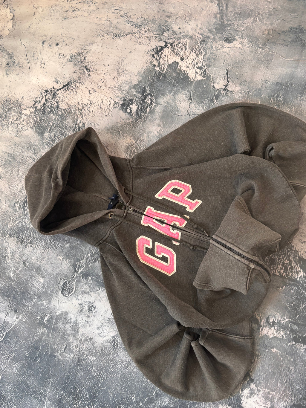 bluza zip hoodie GAP różowo szara