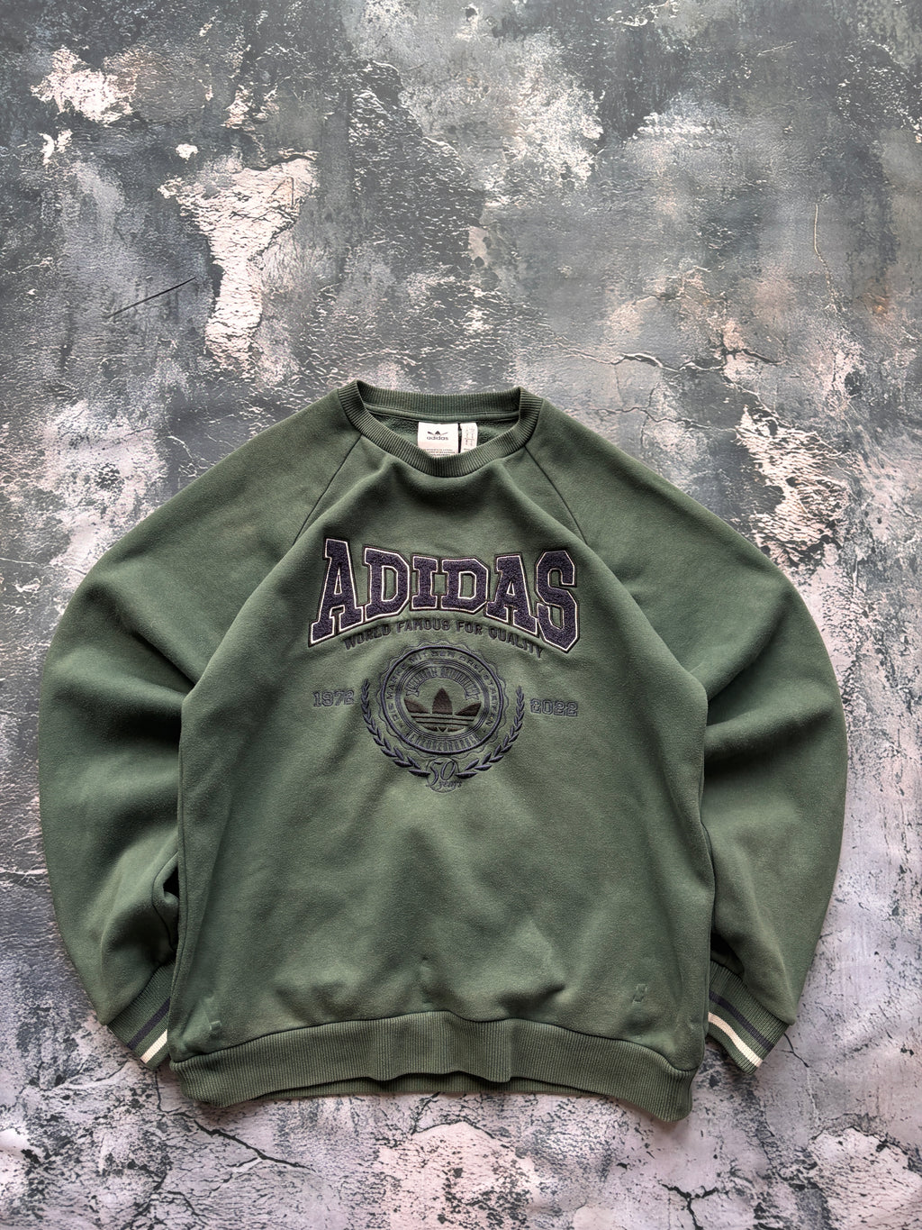BLUZA CREWNECK RETRO VINTAGE CIEMNOZIELONA ADIDAS BIG LOGO
