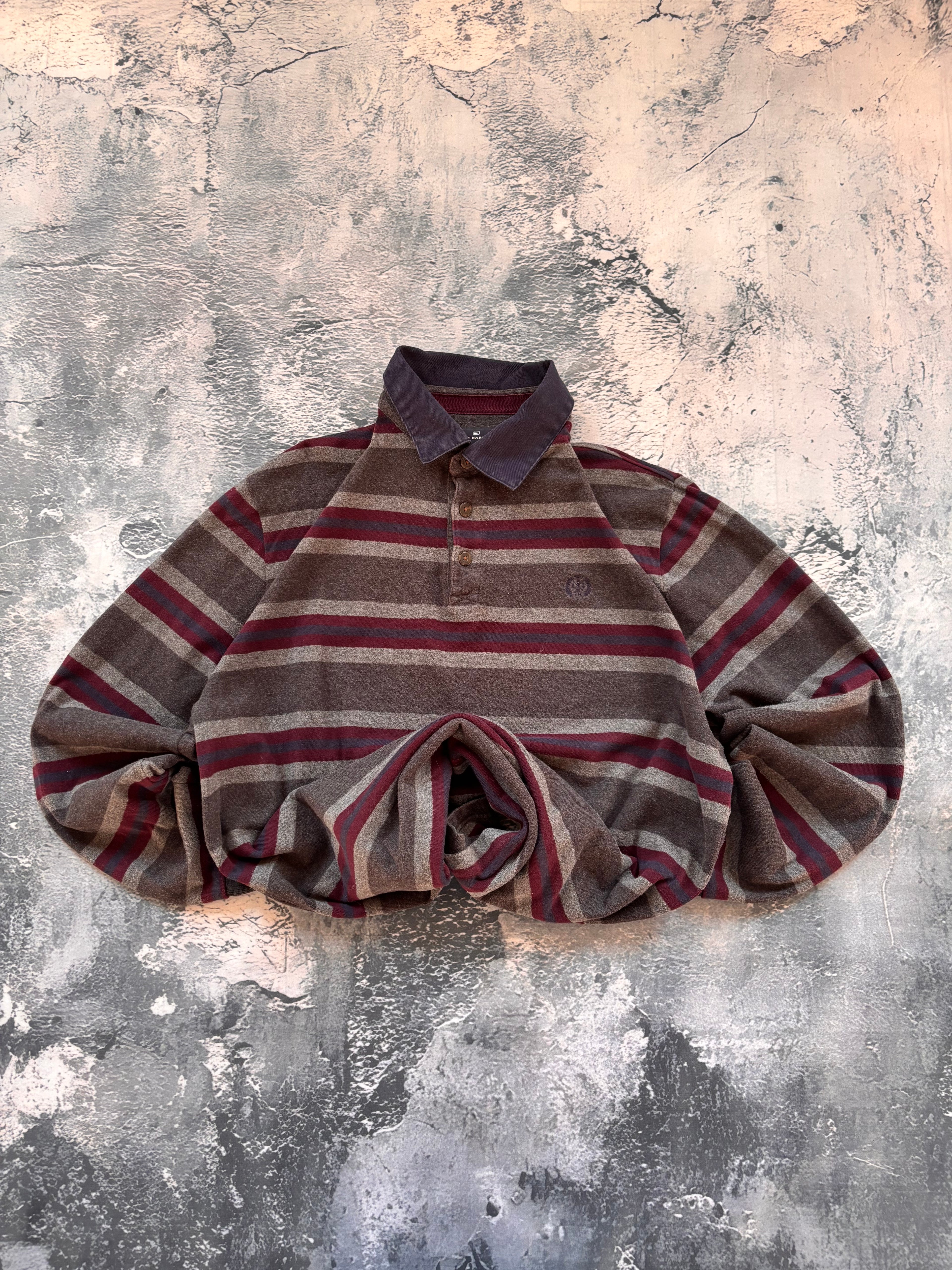 Koszulka longsleeve szaro bordowa