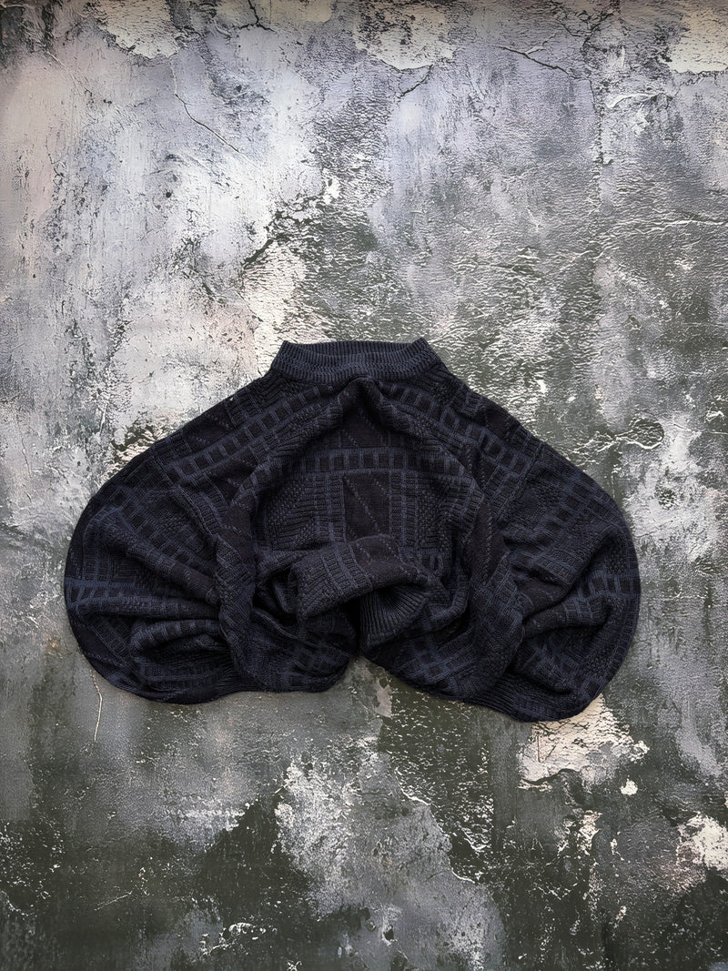 SWETER TEXTURE RETRO GRANATOWY OVERSIZE