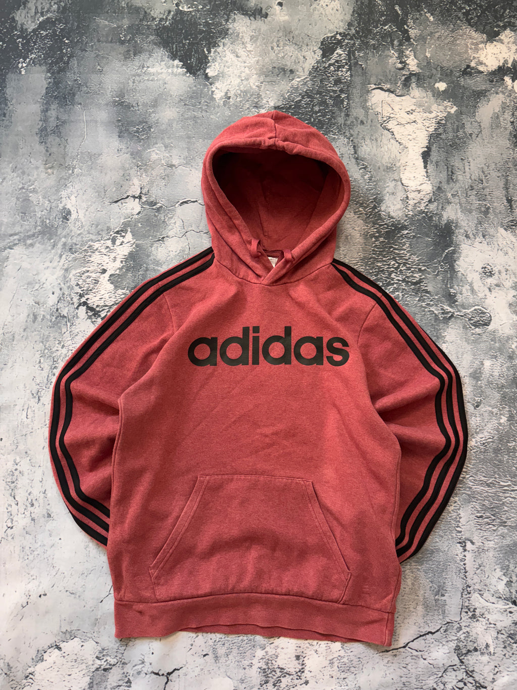 bluza hoodie burgundowa big logo Adidas w paski kultowa