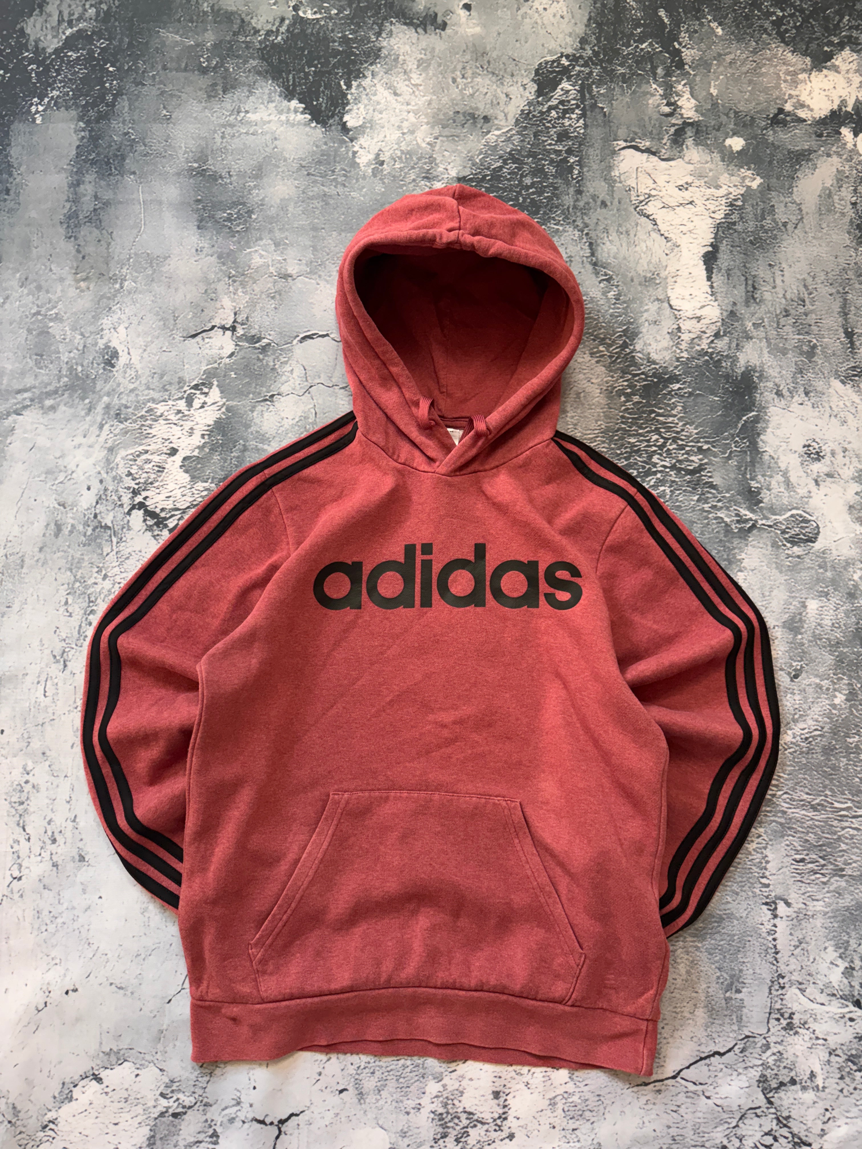 bluza hoodie burgundowa big logo Adidas w paski kultowa