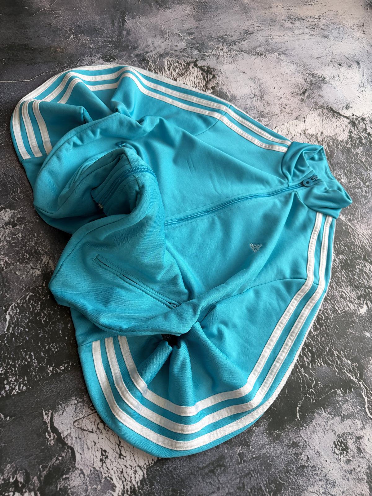 BLUZA ZIP ADIDAS TIFFANY BLUE W PASKI KLASYCZNA BASIC