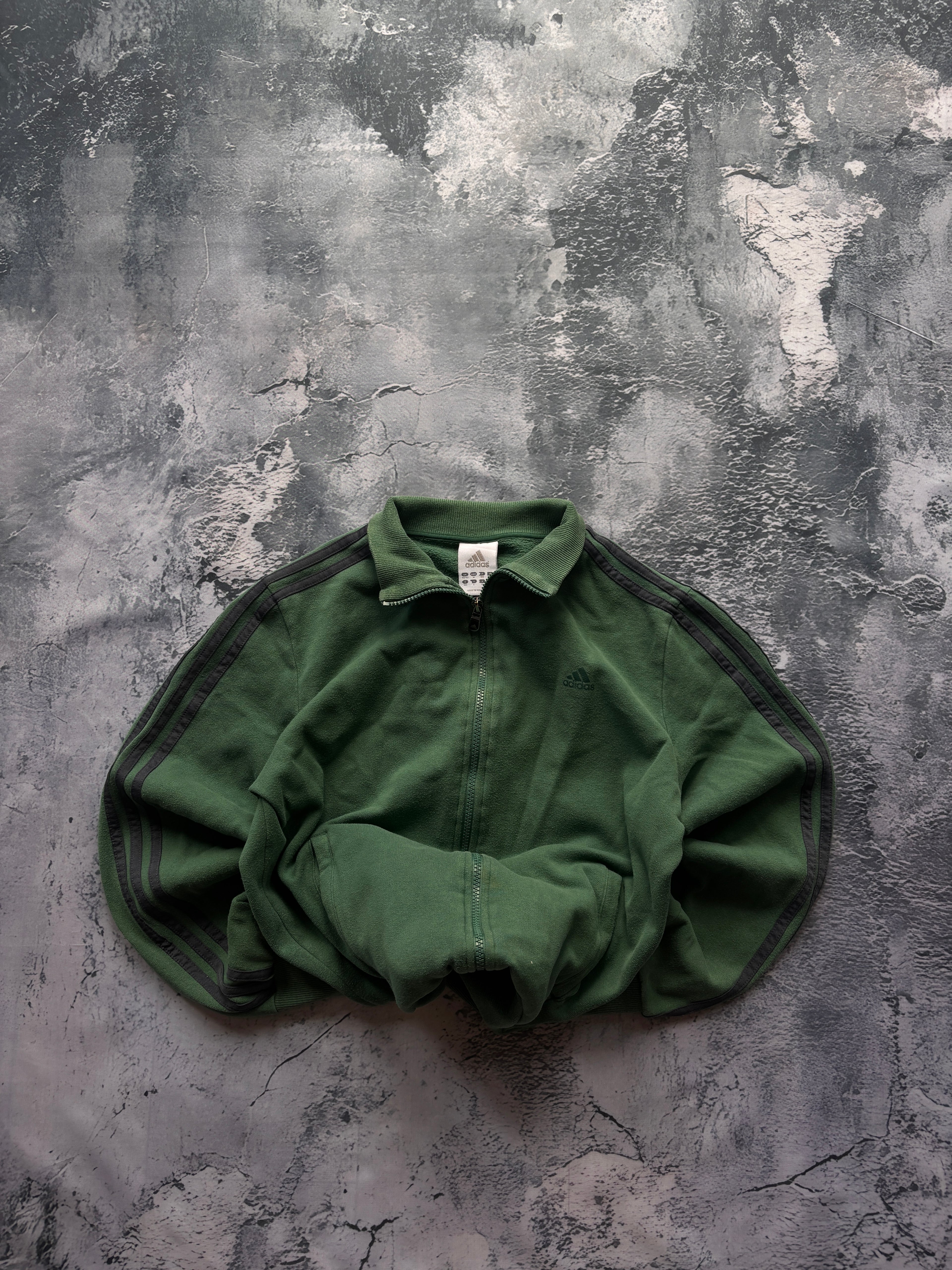BLUZA ZIP HOODIE ADIDAS CIEMNOZIELONA UNIKAT OVERSIZE
