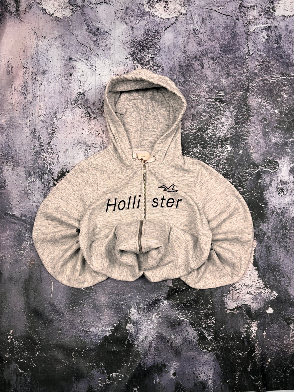 BLUZA ZIP HOODIE HOLLISTER OVERSIZE RETRO SZARA