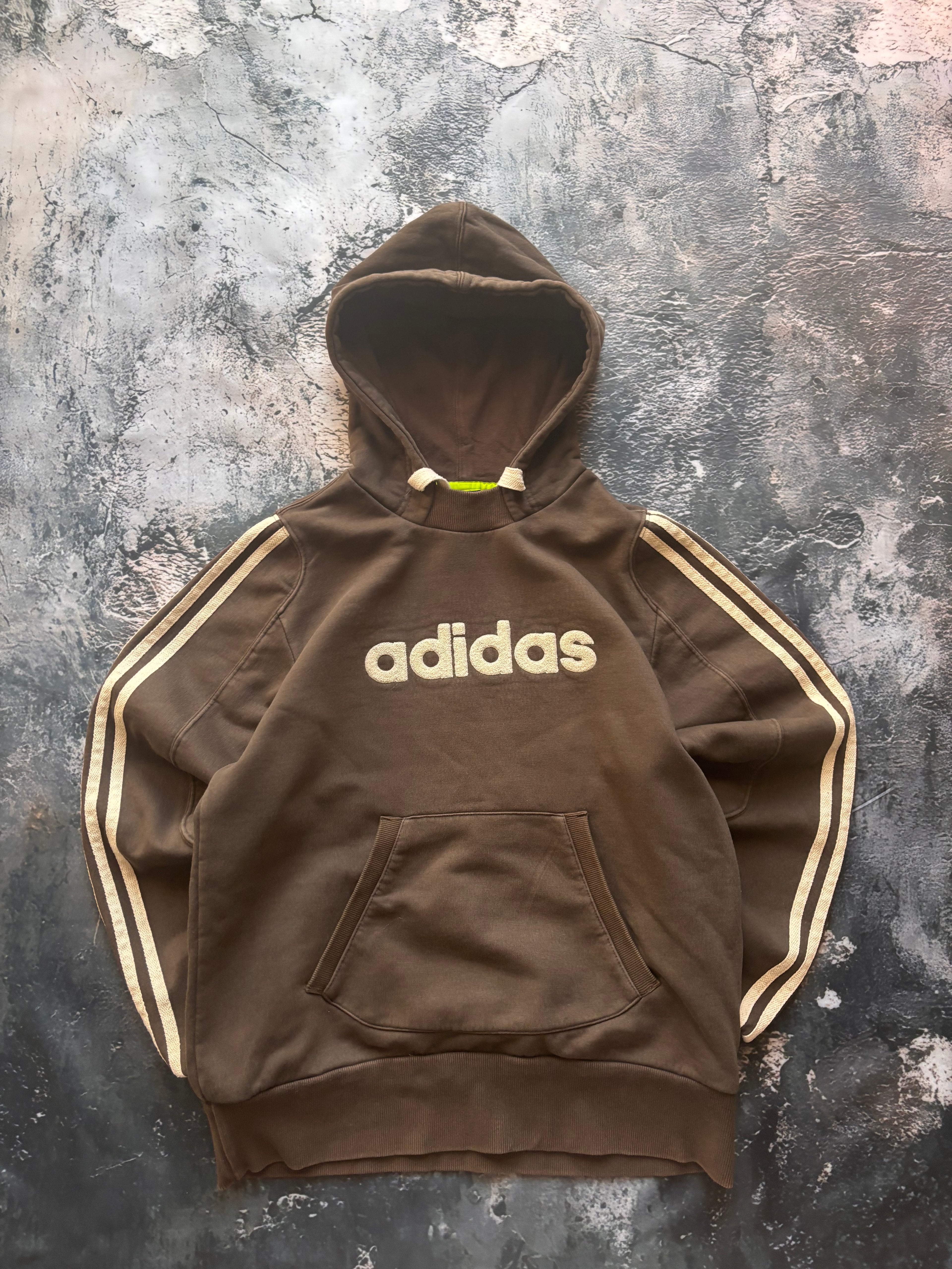 Bluza hood Adidas brown oversize big logo vintage usa streetwear