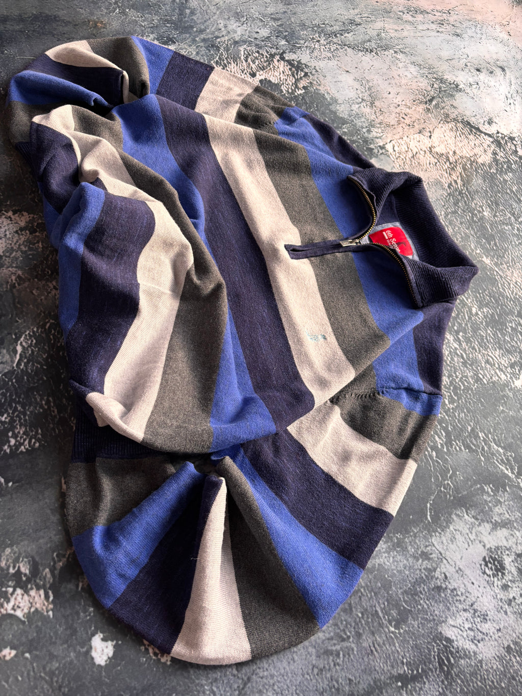 Zip polo bluza niebiesko szara