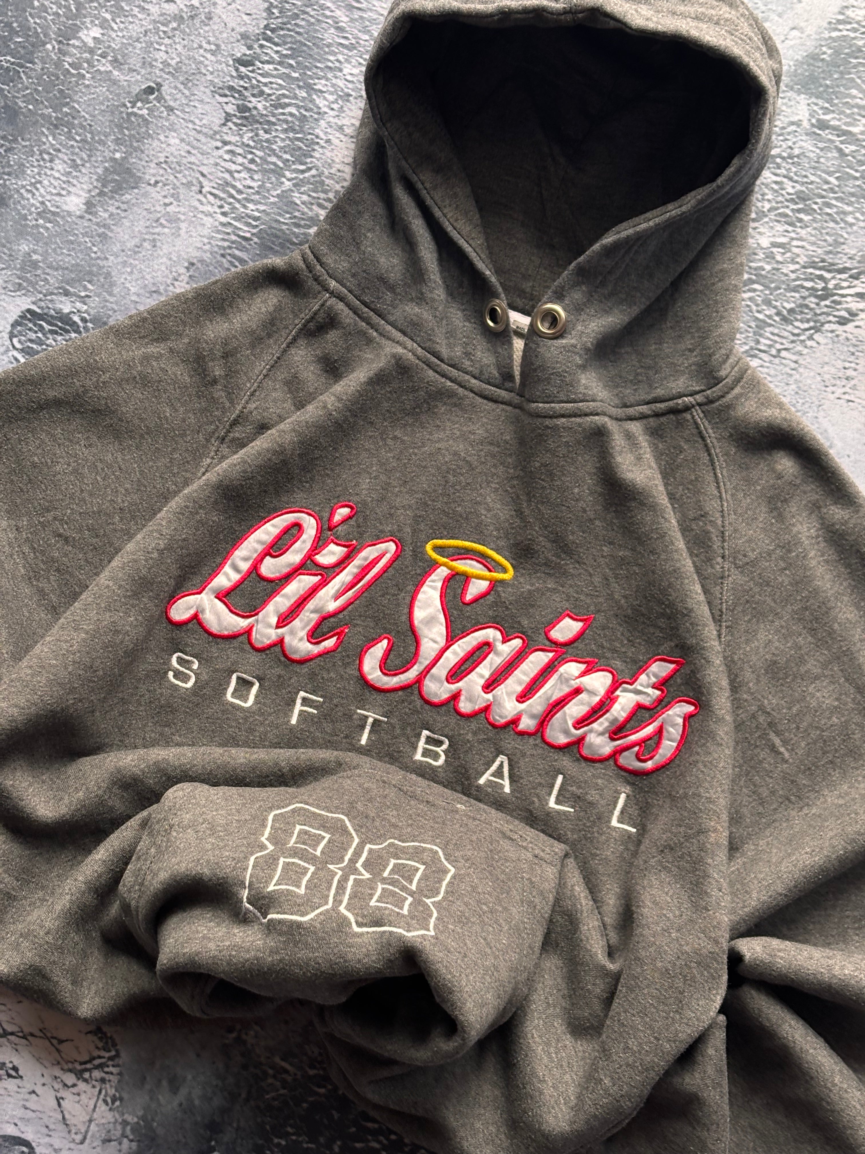 Bluza hoodie SOFTBALL USA unikat vintage szara 88