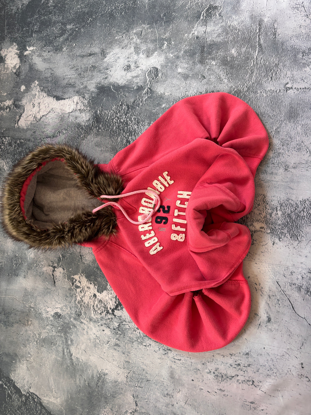 bluza hoodie pink Abercrombie 92 z kapturem z włosem vintage retro