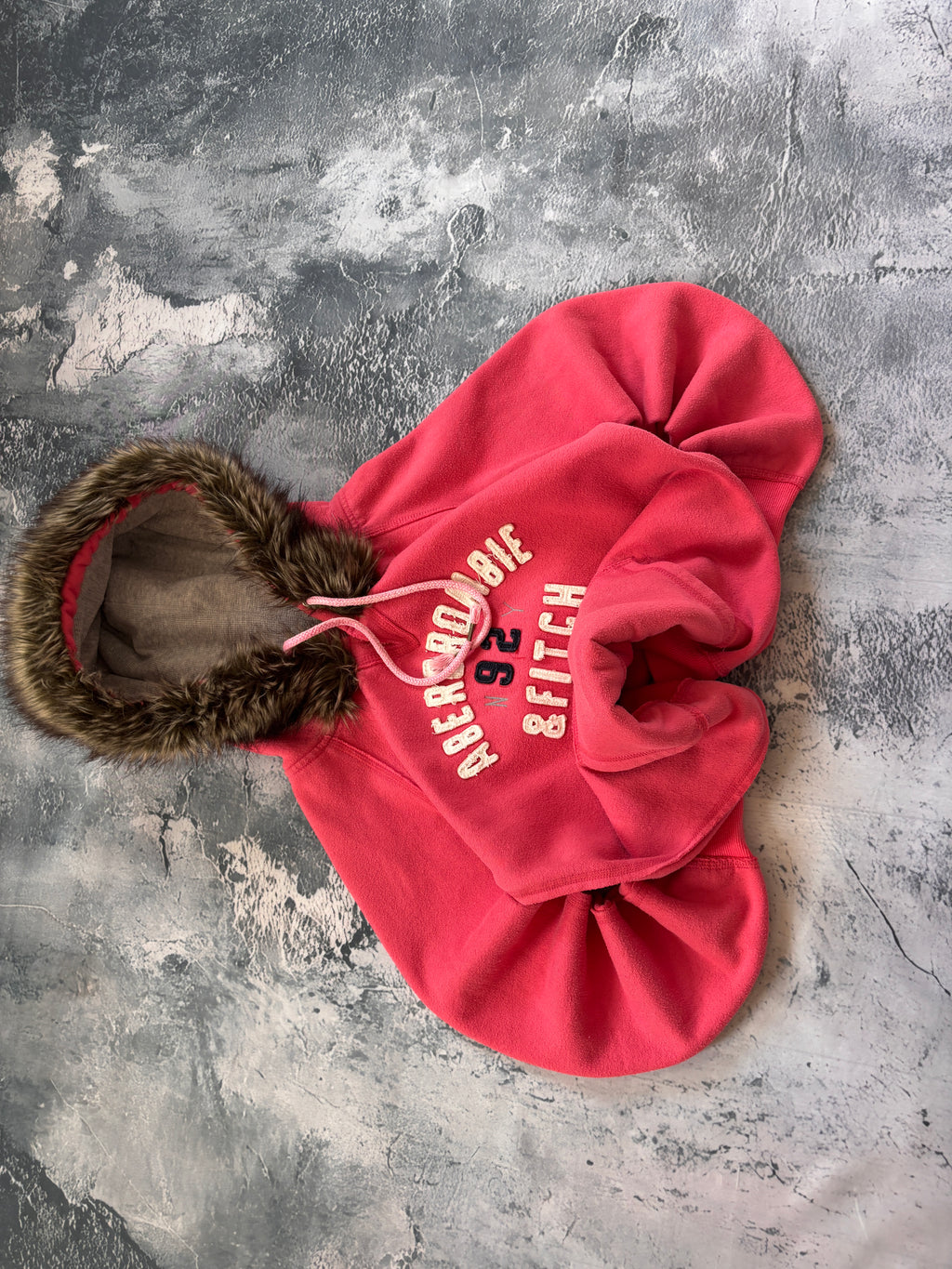 bluza hoodie pink Abercrombie 92 z kapturem z włosem vintage retro