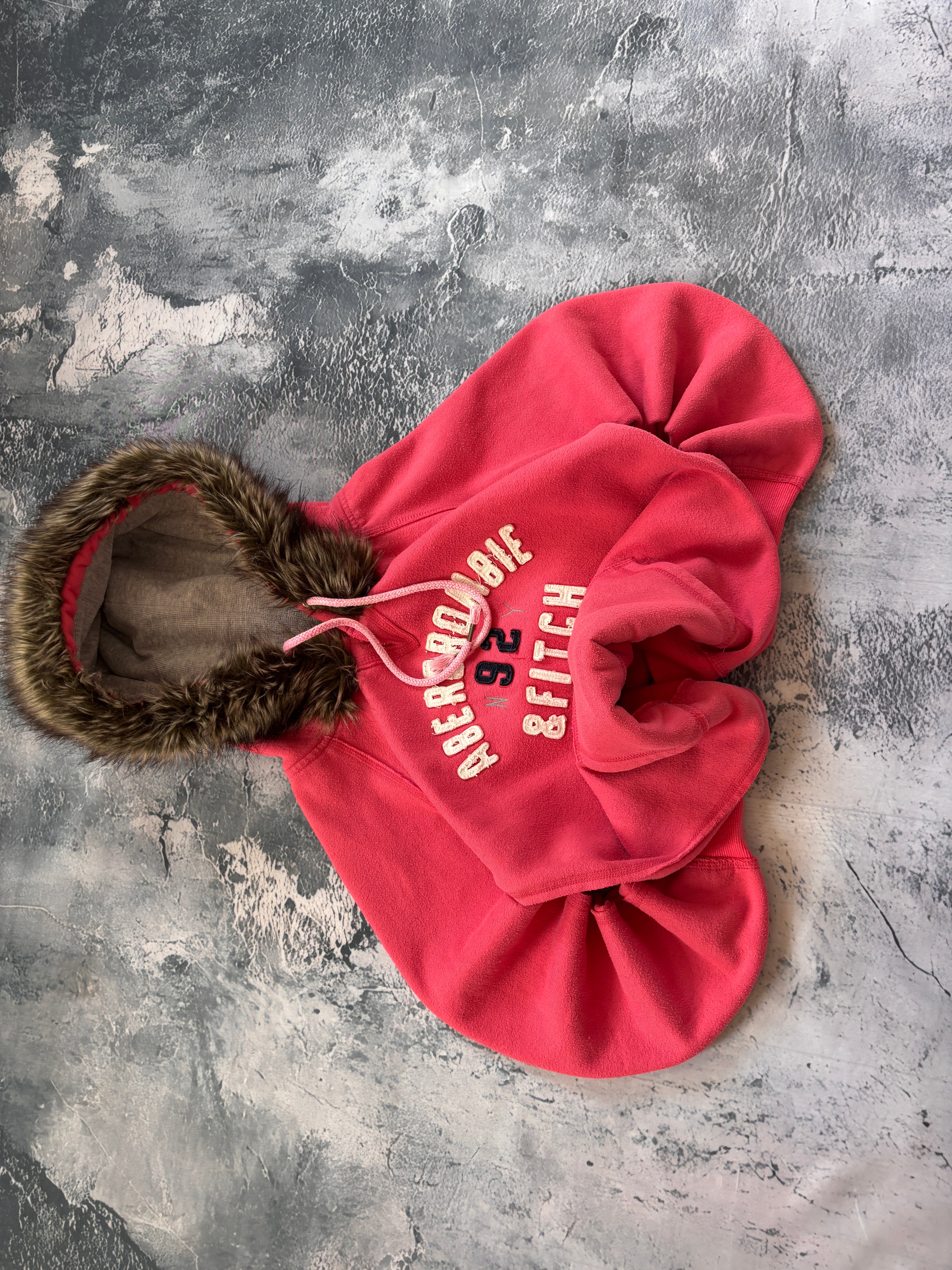 bluza hoodie pink Abercrombie 92 z kapturem z włosem vintage retro
