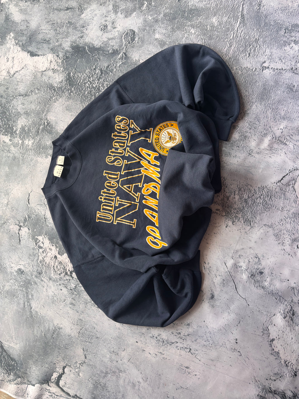 Bluza crewneck oversize w stylu vintage oldschool retro 90s american USA navy college grafika