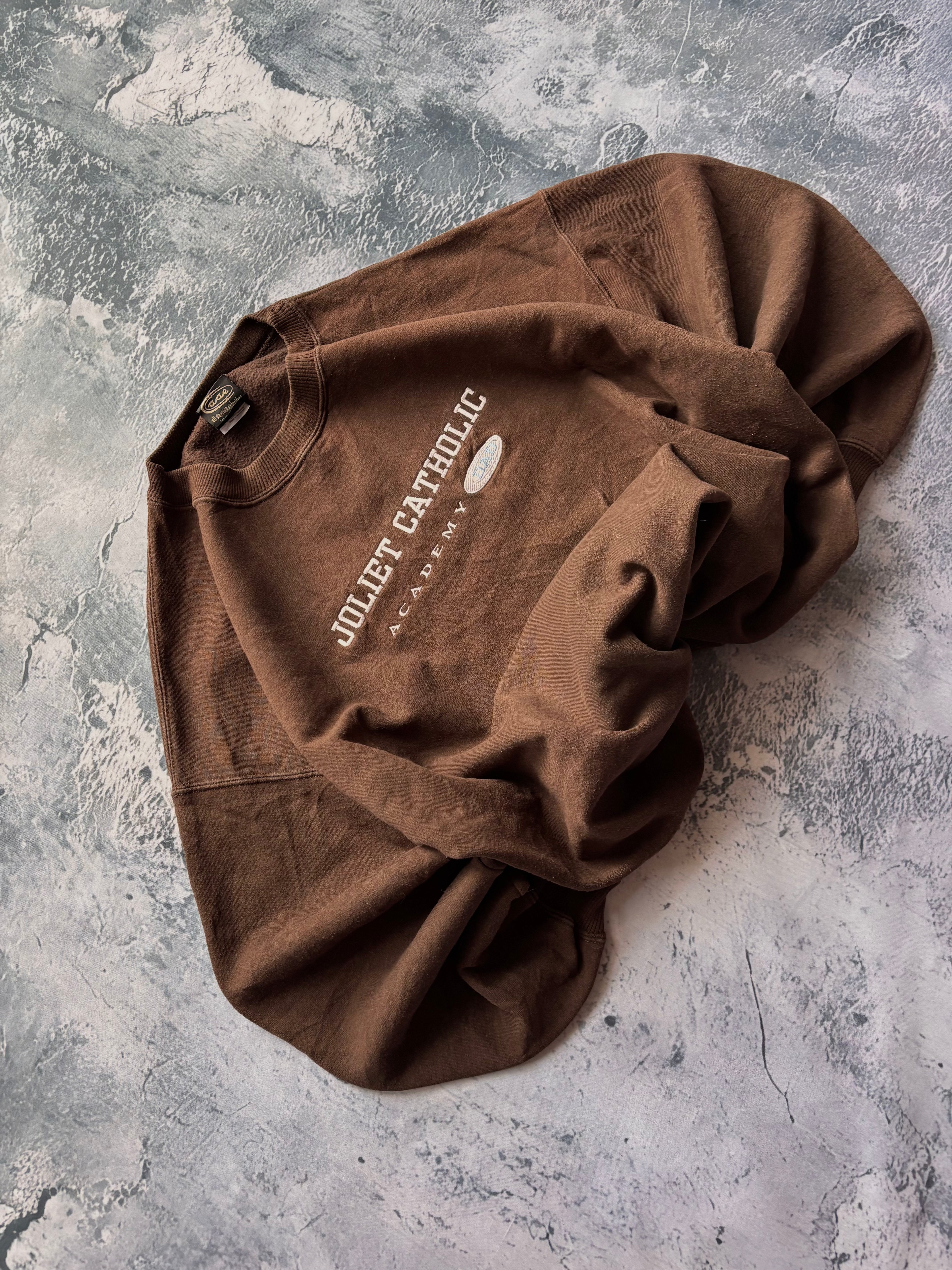 Bluza crewneck oversize boxy w stylu vintage oldschool retro 90s american college brown