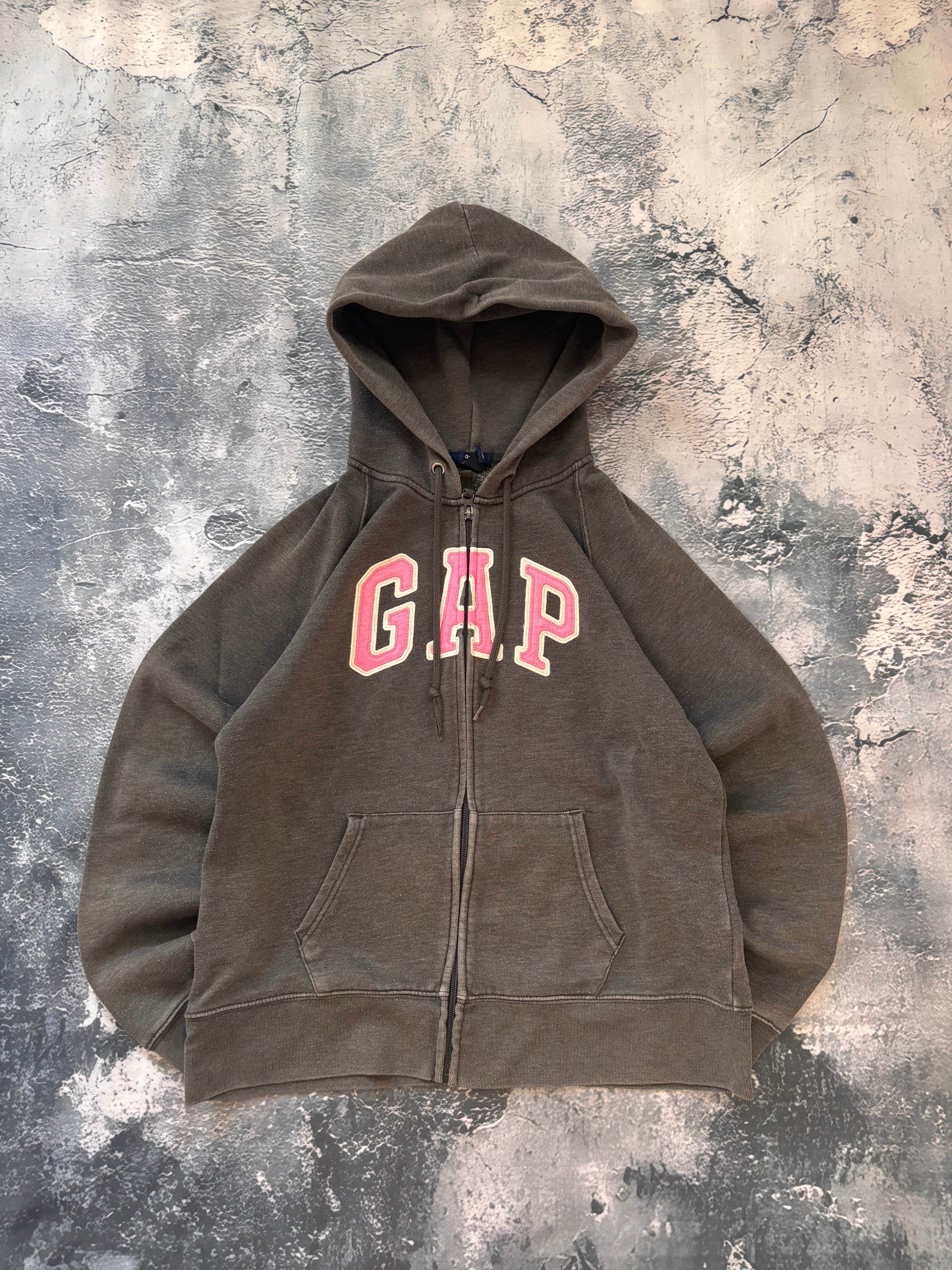 bluza zip hoodie GAP różowo szara