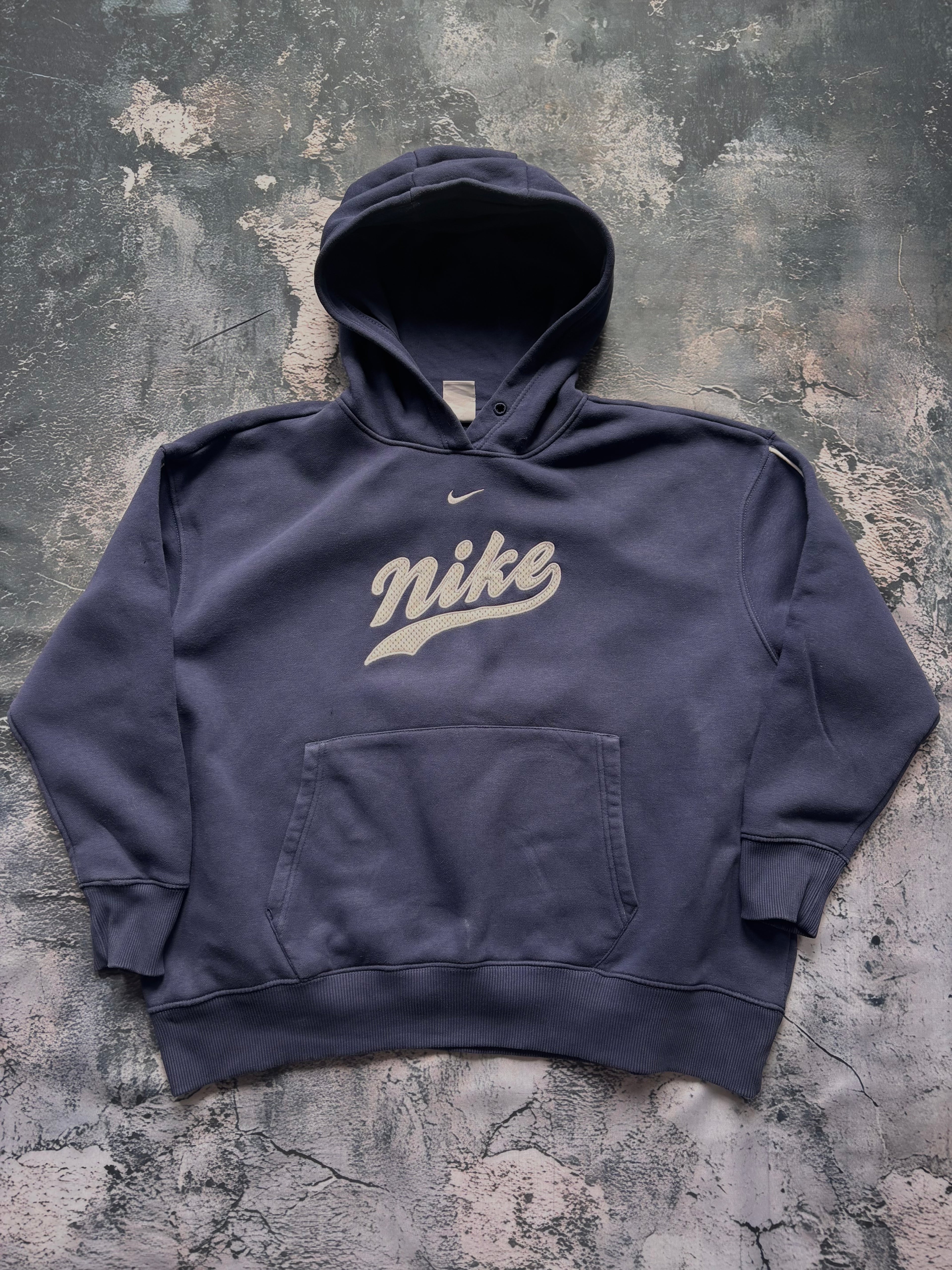 bluza hoodie Nike big logo granatowa vintage oversize