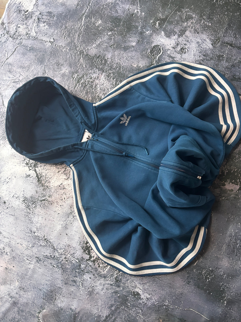 BLUZA ZIP HOODIE ADIDAS BŁĘKITNA BLUE RETRO AMERICAN STREETWEAR