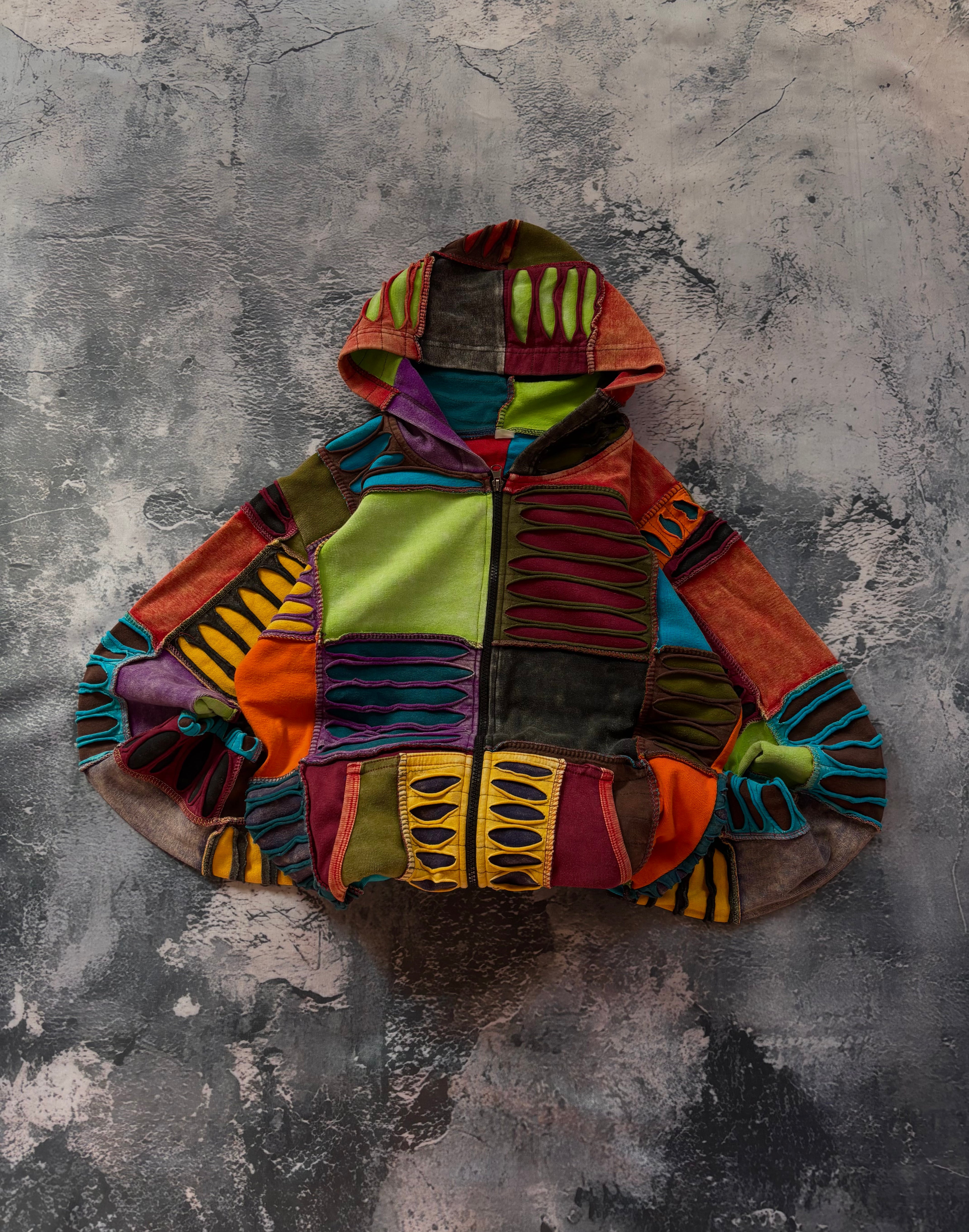 Bluza zip multicolor vintage texture