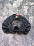 BLUZA HOODIE EFEKT SPRANIA HAFT UNIKAT GRANAT  BAGGY