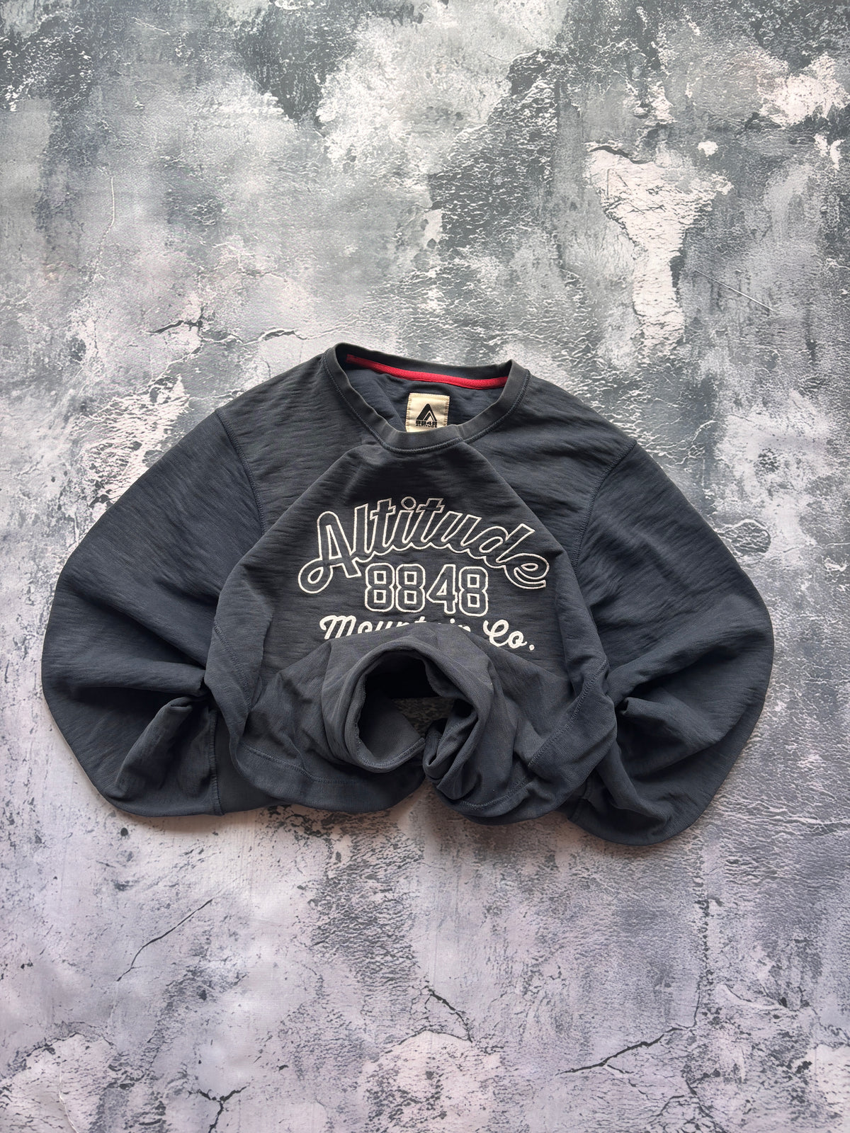 BLUZA HOODIE EFEKT SPRANIA HAFT UNIKAT GRANAT  BAGGY