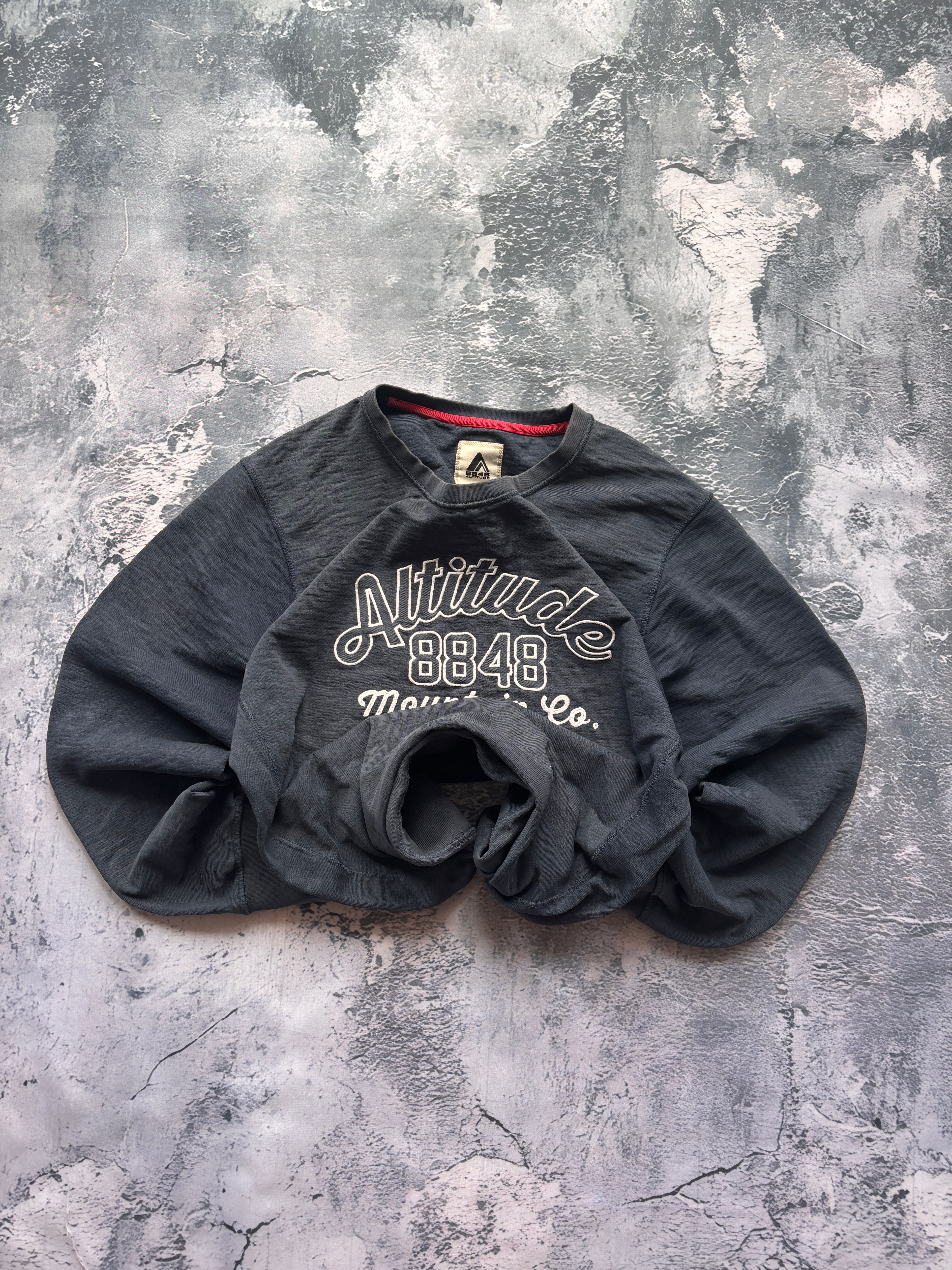 BLUZA HOODIE EFEKT SPRANIA HAFT UNIKAT GRANAT  BAGGY