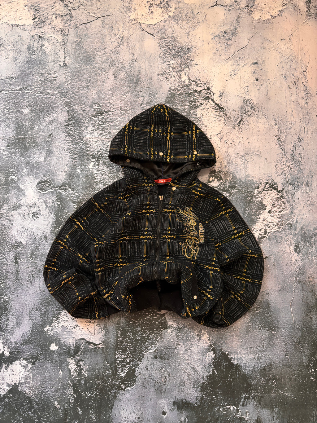 bluza hoodie w krate prosty lekko przylegający krój retro unikatowa