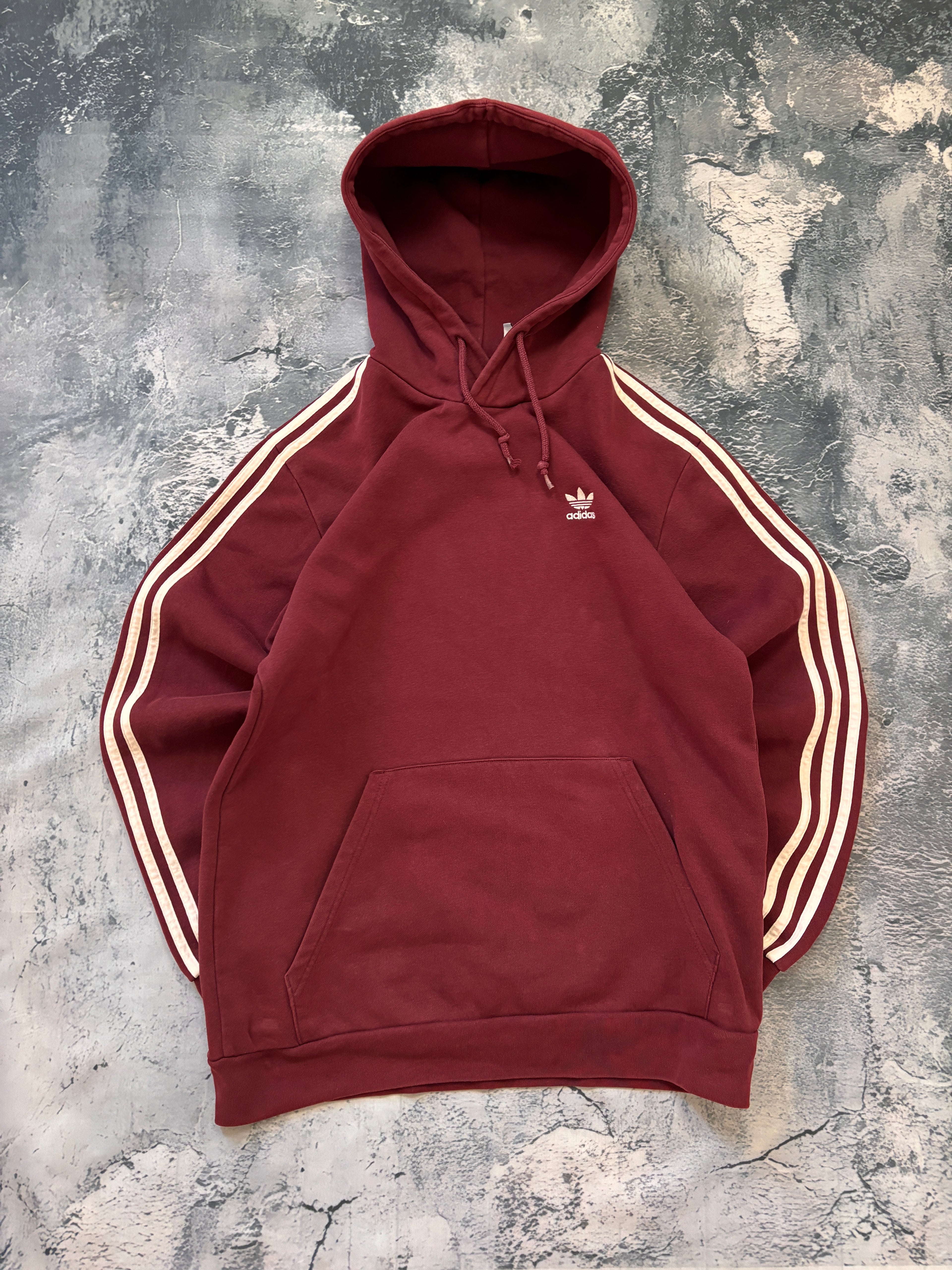 Bluza hoodie red logo Adidas w paski trend kult oversize