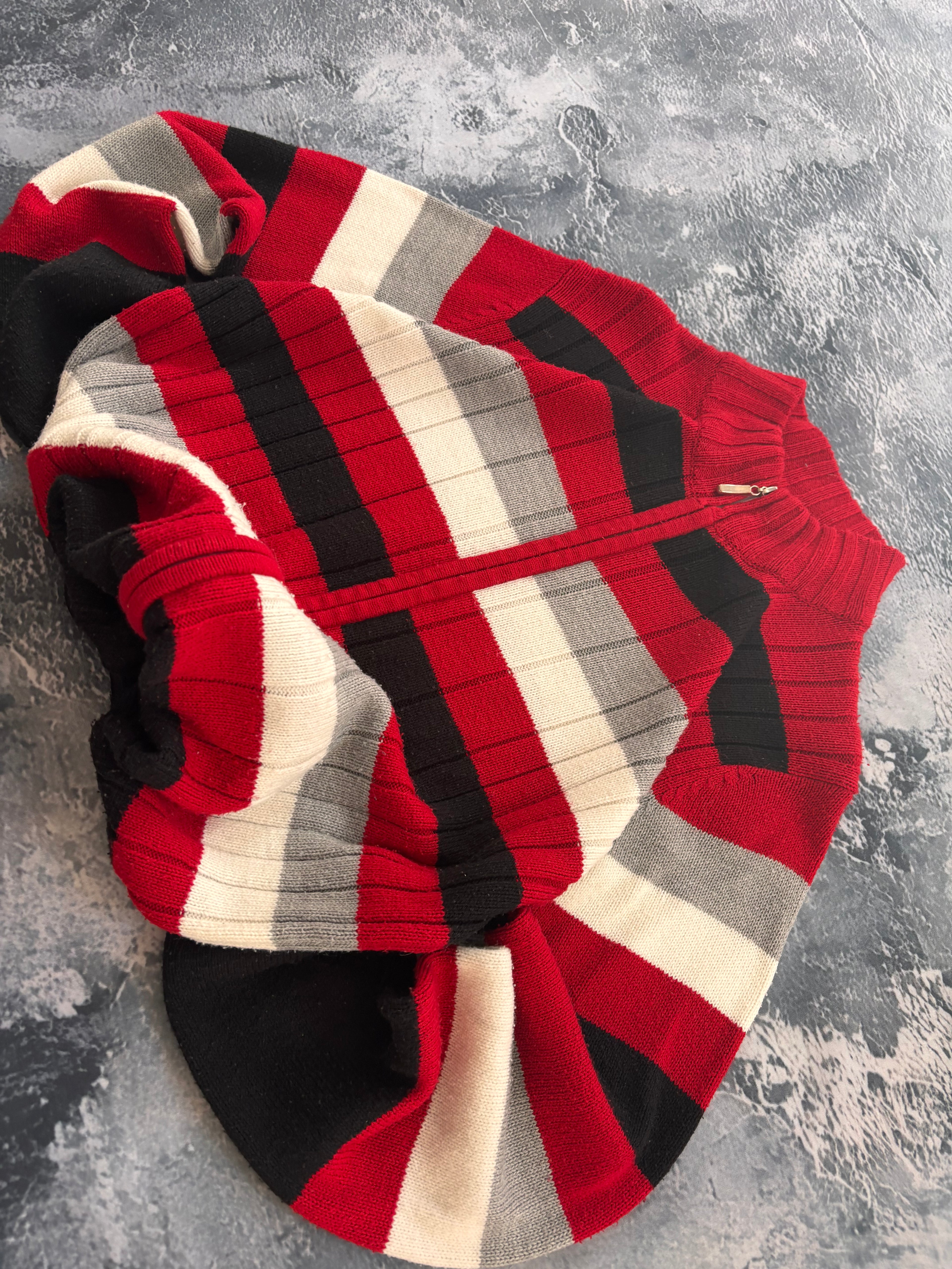 bluza zip w paski czerwona