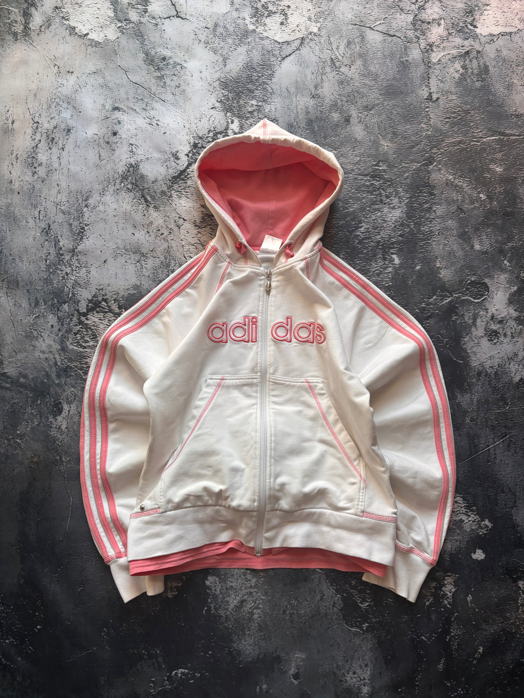 bluza zip hoodie Adidas big logo pink prosty krój unikat