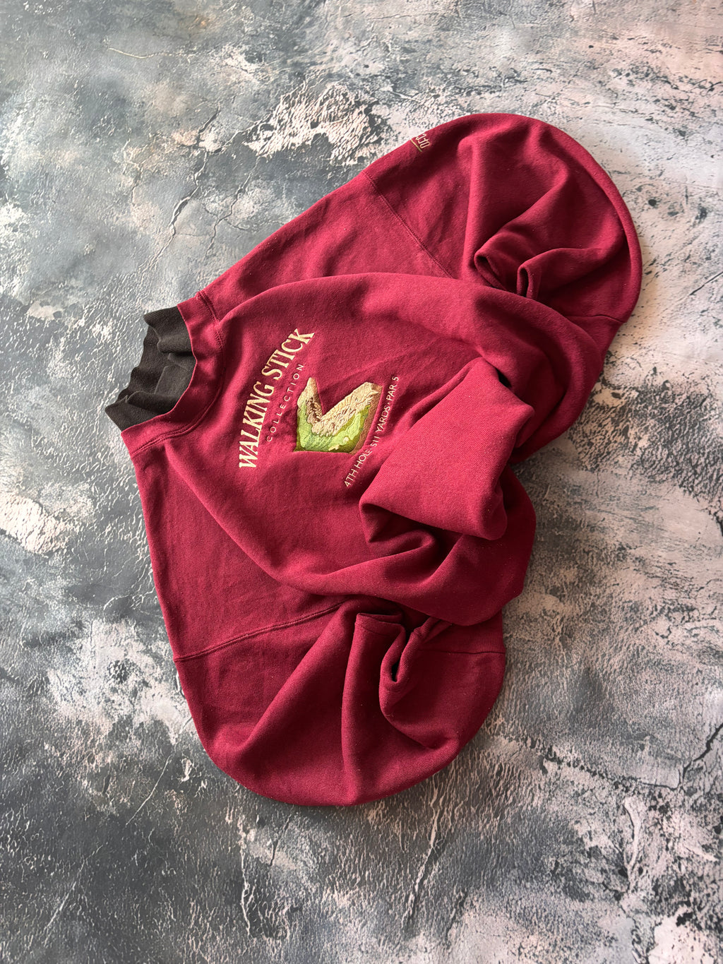 Bluza crewneck burgund haft oversize vintage oldschool 90s made in USA streetwear