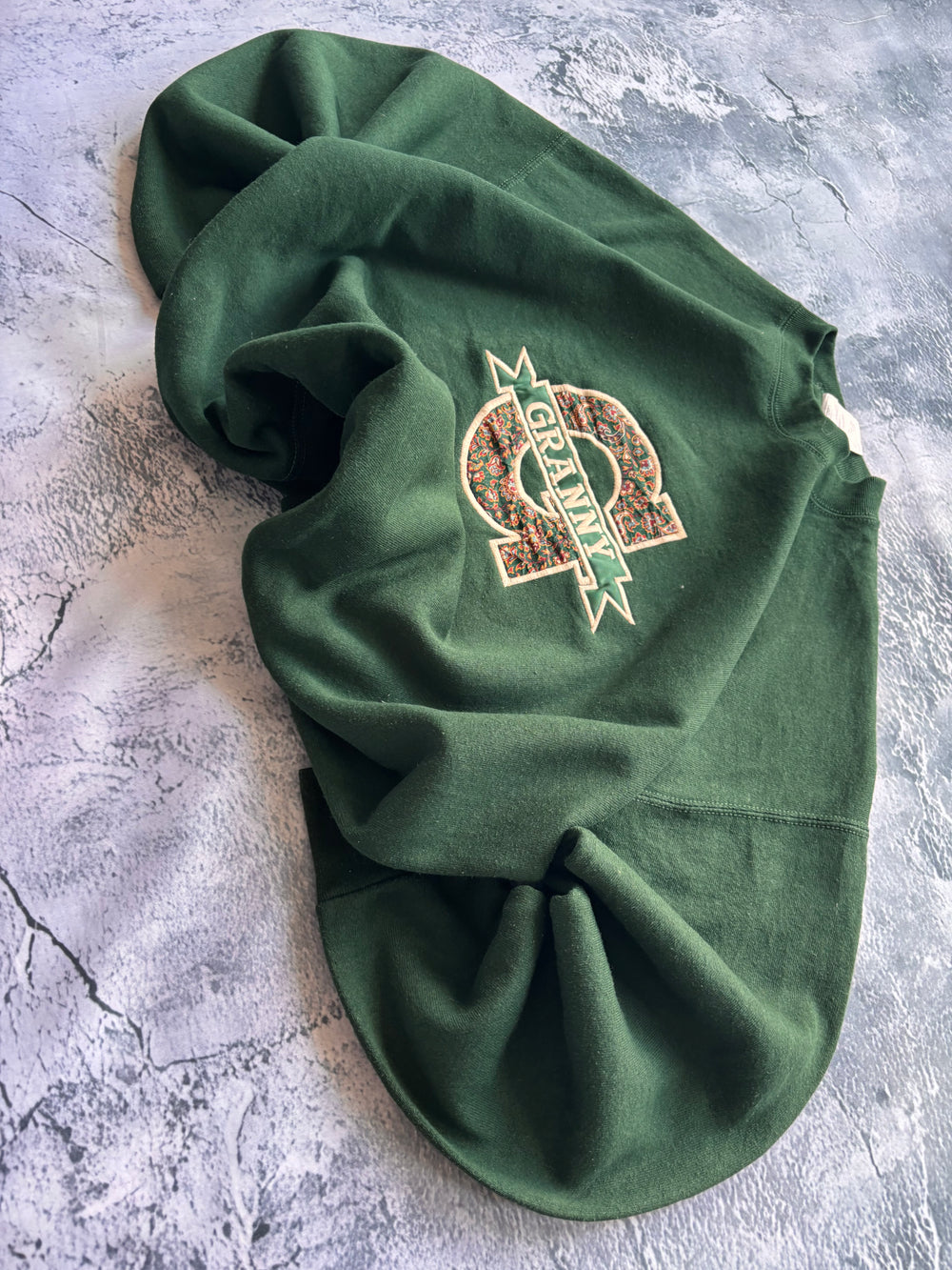 bluza crewneck GRANNY HAFT vintage ciemnozielona