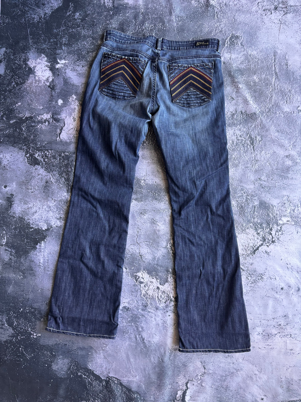 Jeans spodnie Y2K low waist bootcut vintage retro straight leg z ozdobnymi kieszeniami