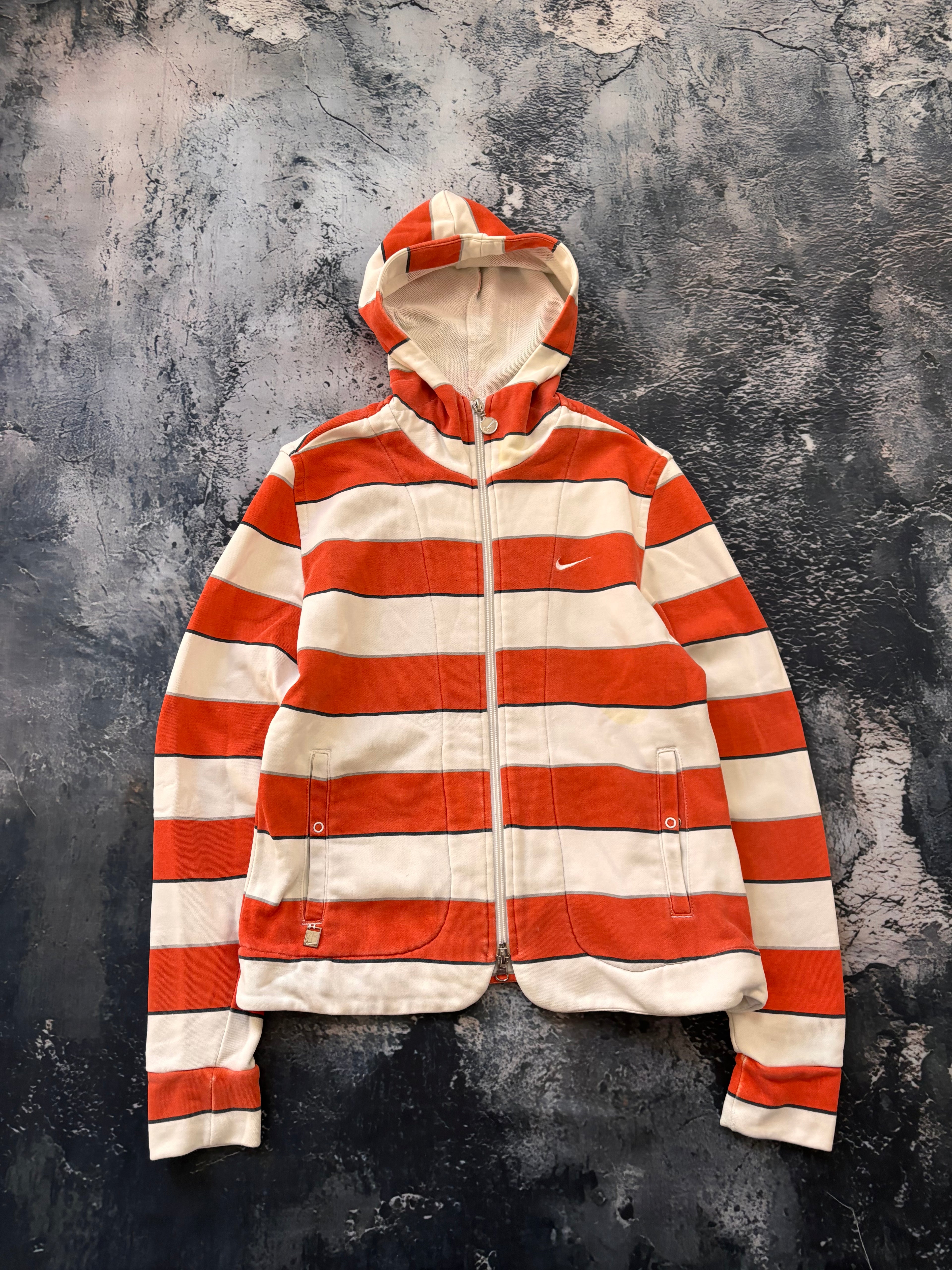 Bluza zip hoodie Nike w paski pomarańcz vintage lata 90s